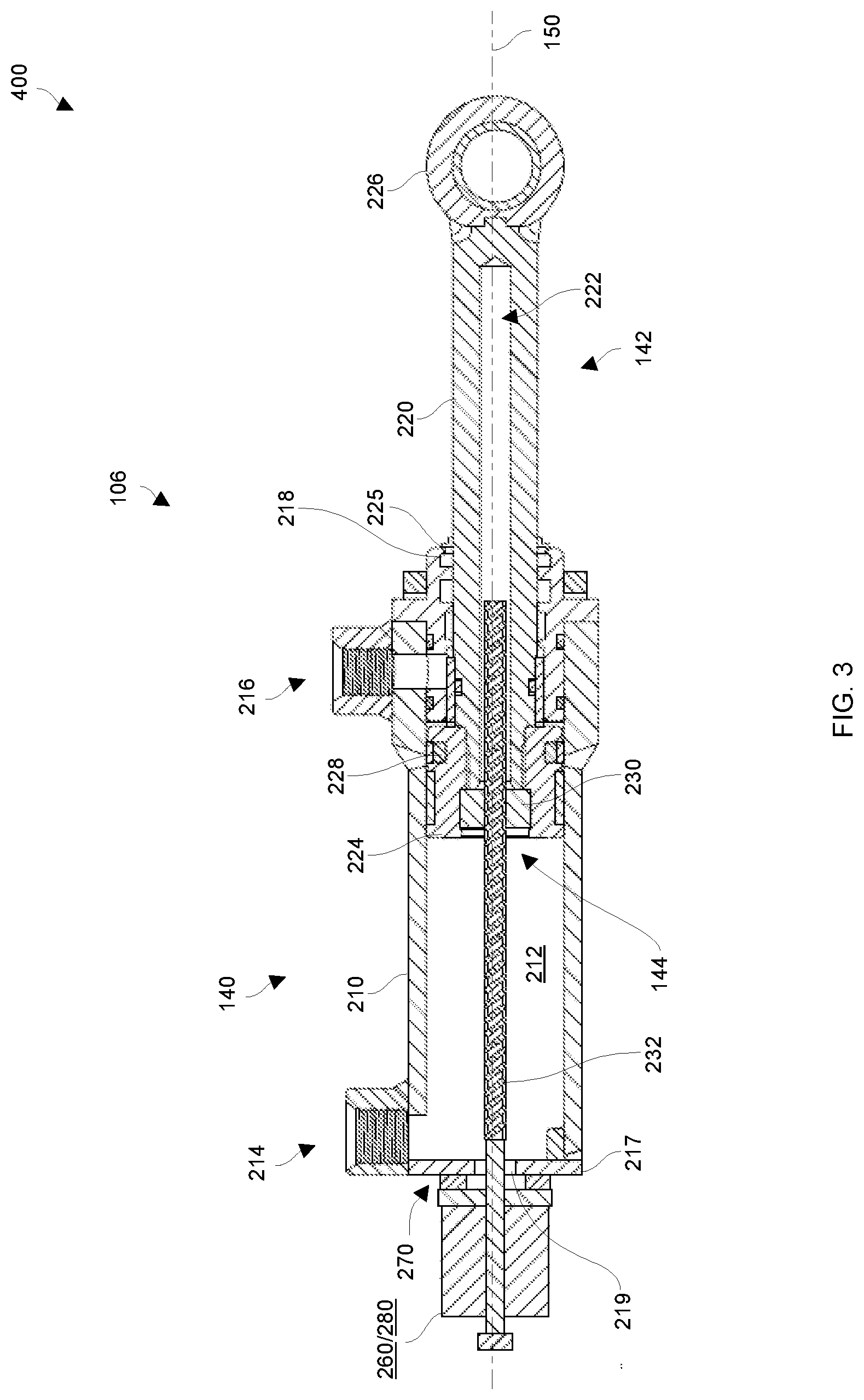 Patent US12313095 Figure 3 – Fluid power actuator utilizing a screw and nut assembly
