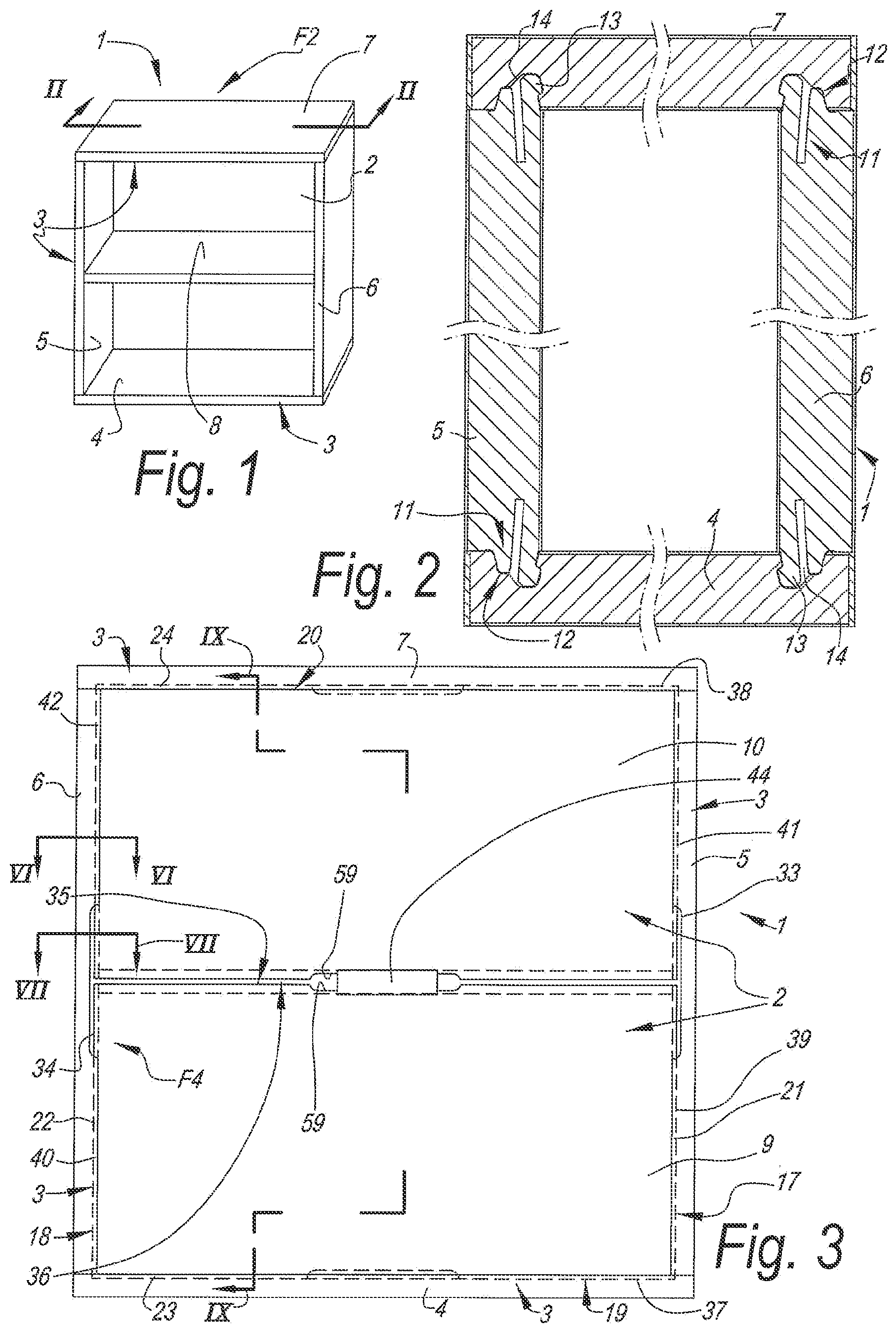 Patent US12313106 Figure 1 – Composed element and rear wall construction applied herewith