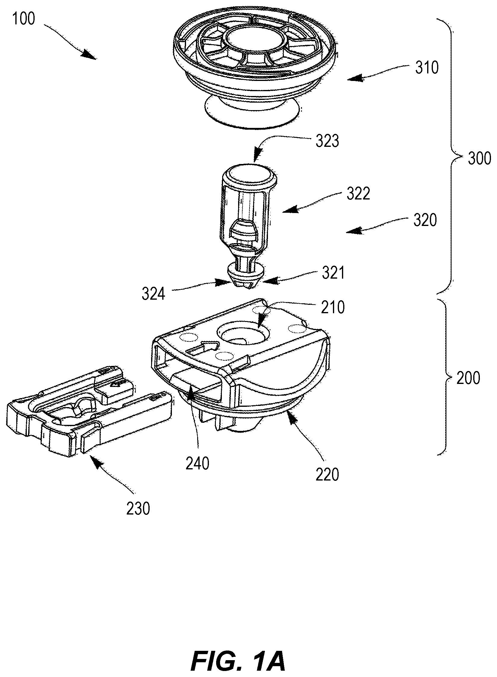 Patent US12313112 Figure 1 – Device for attaching a first part to a second part