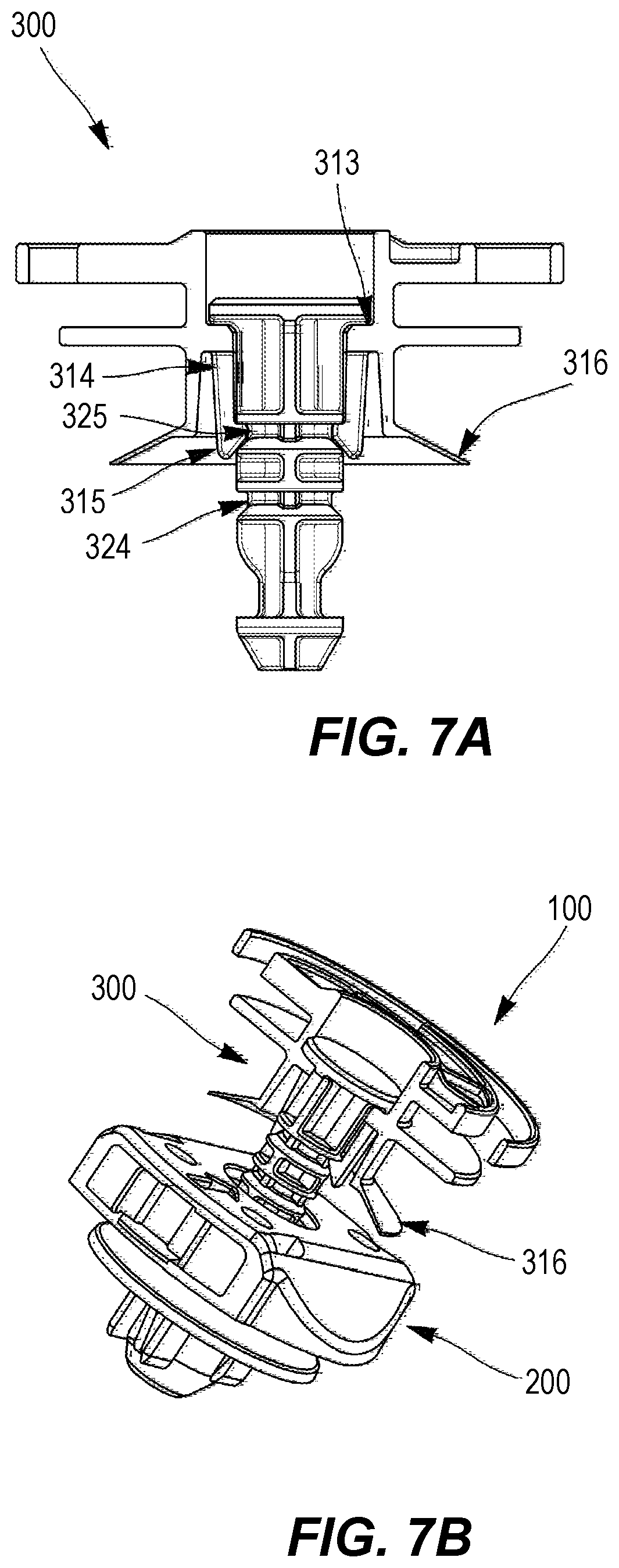 Patent US12313112 Figure 7 – Device for attaching a first part to a second part