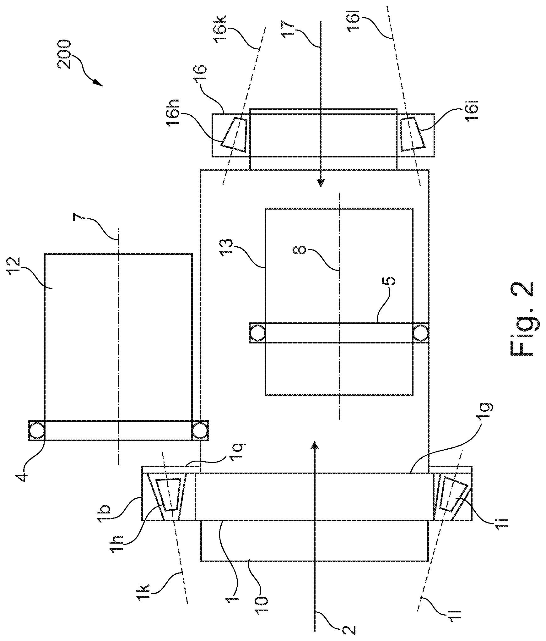 Patent US12313123 Figure 2 – Mechanical assembly including a roller bearing