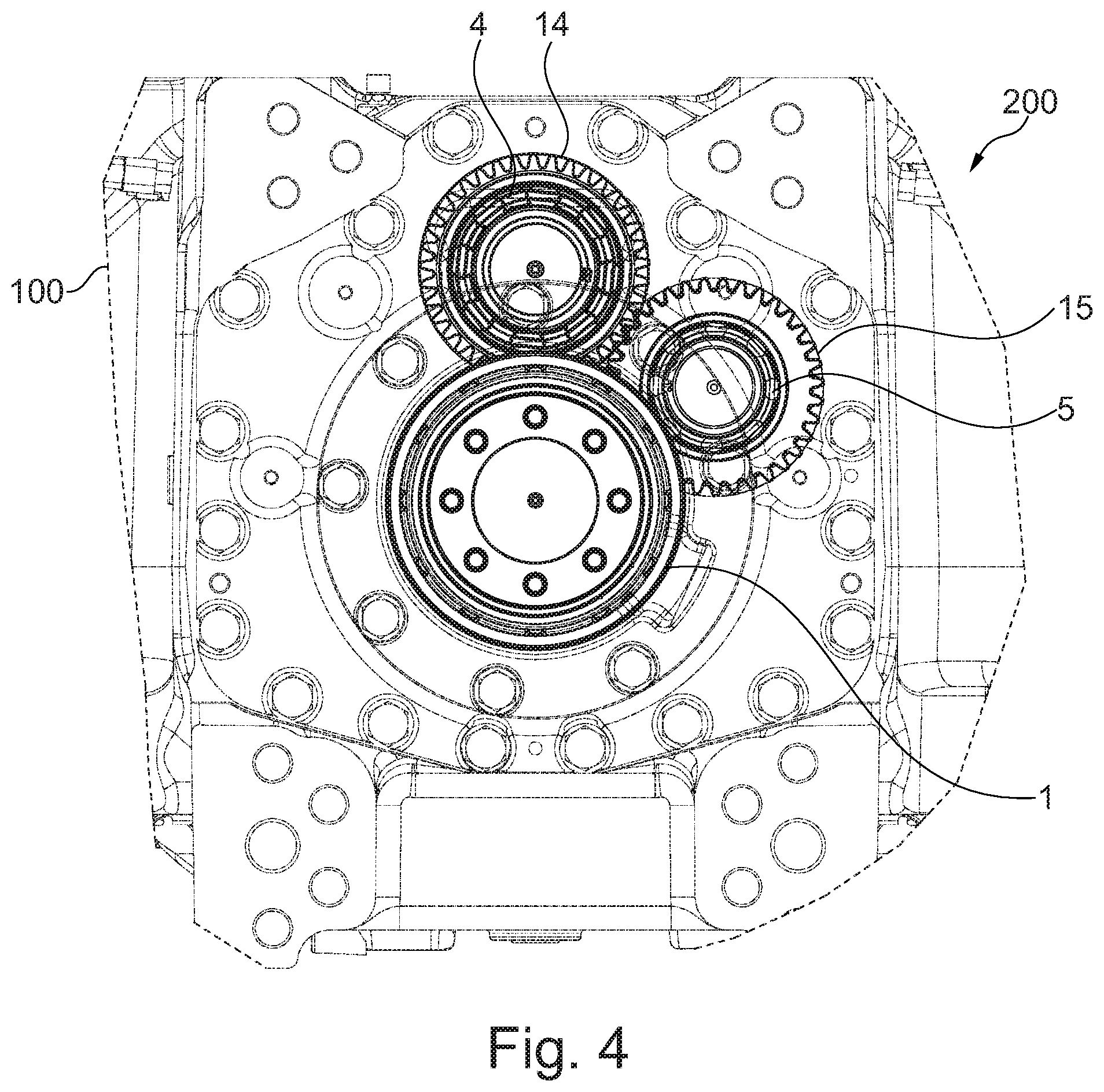 Patent US12313123 Figure 4 – Mechanical assembly including a roller bearing