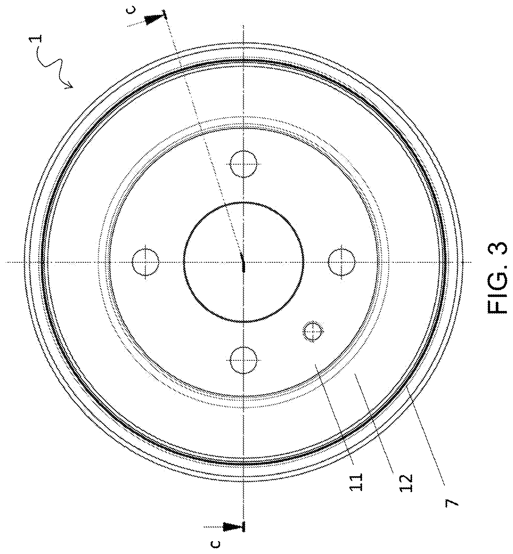 Patent US12313136 Figure 3 – Ventilated brake rotor