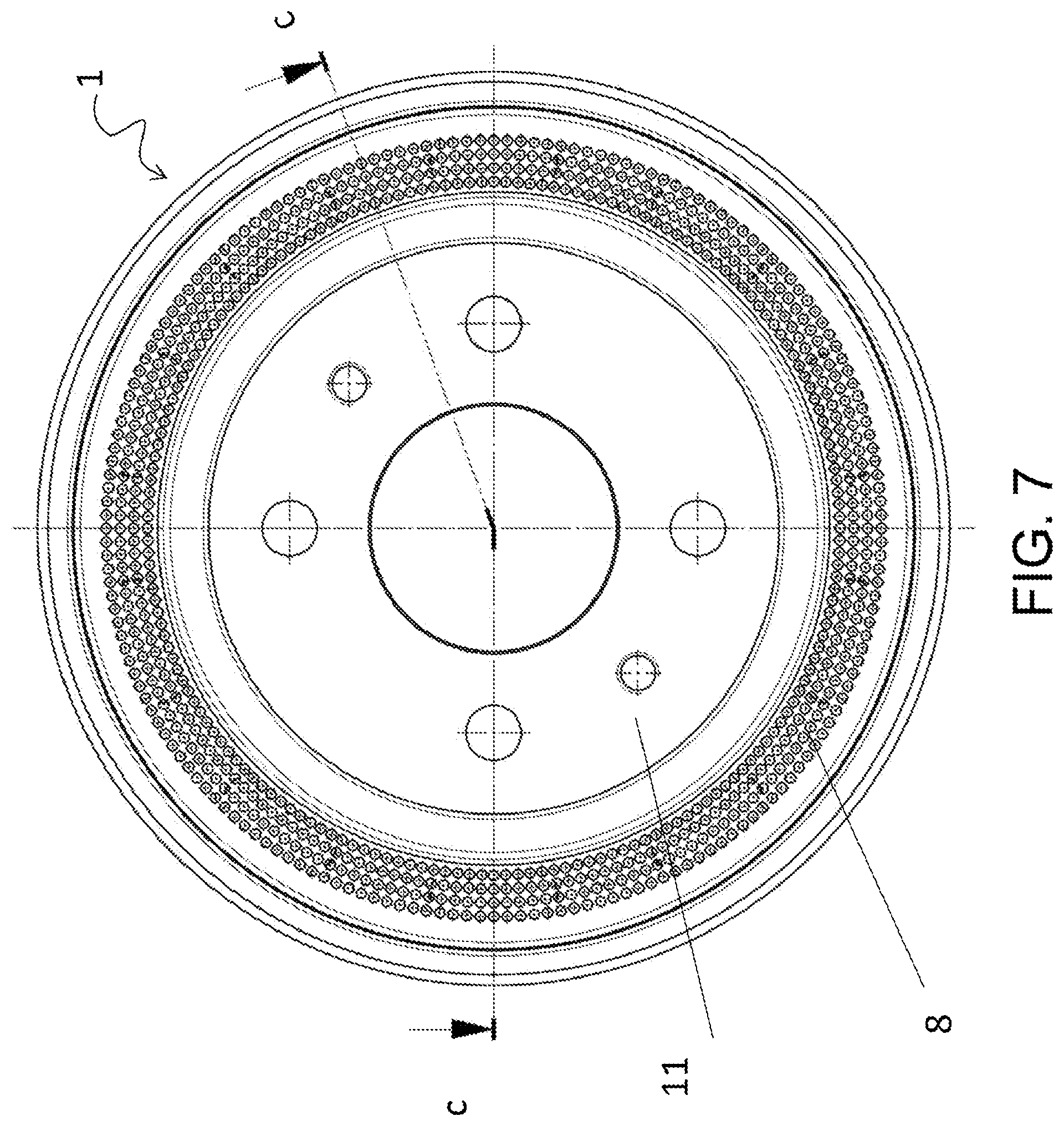 Patent US12313136 Figure 7 – Ventilated brake rotor