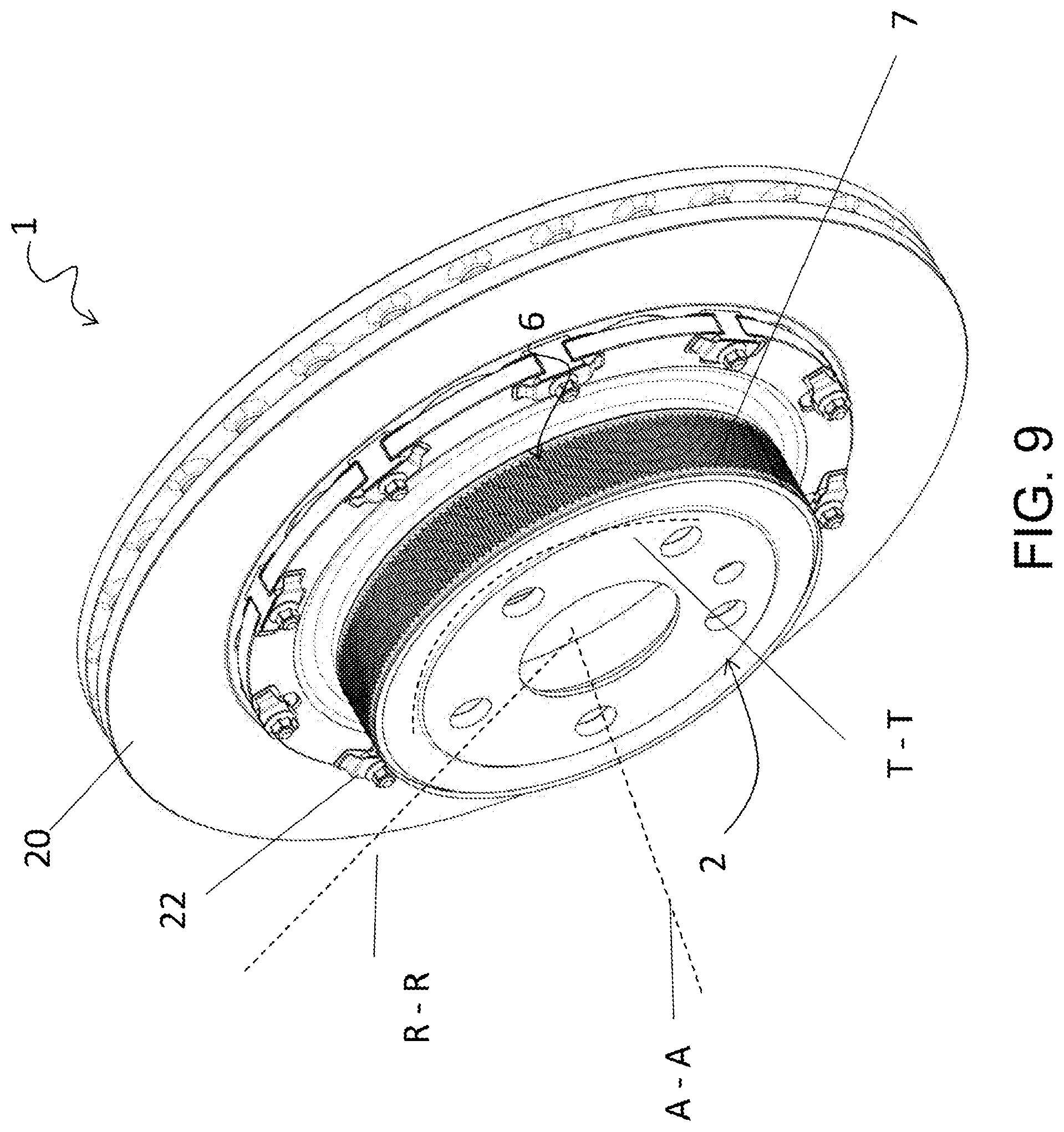 Patent US12313136 Figure 9 – Ventilated brake rotor
