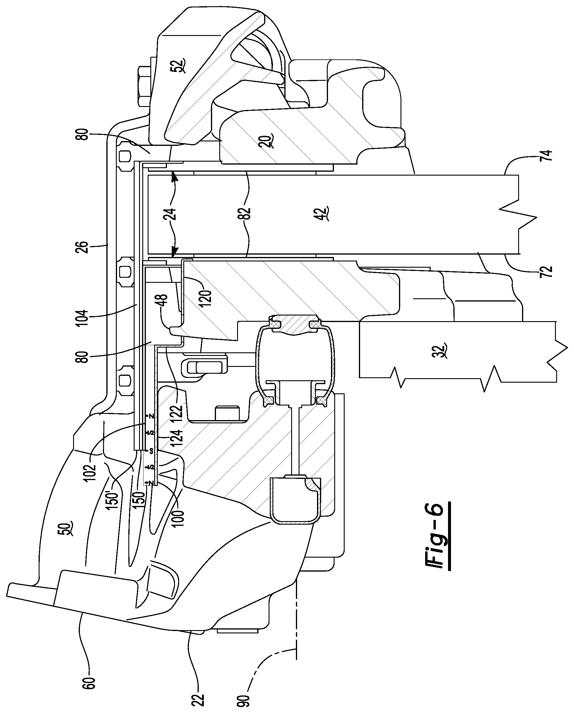 Patent US12313138 Figure 6 – Brake assembly having a friction material measurement system