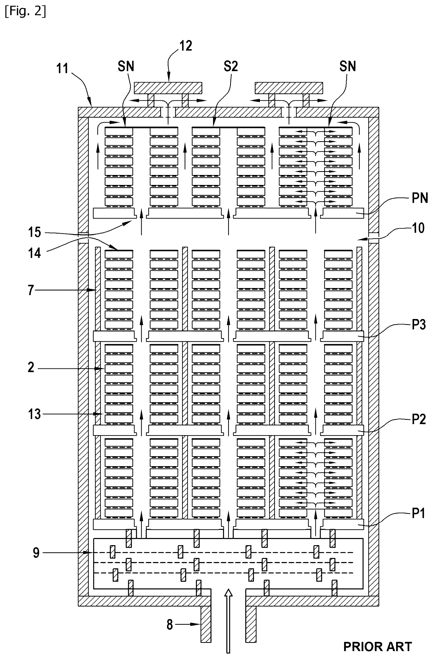 Patent US12313140 Figure 2 – Tooling of multi-pile plates for semi-forced flow