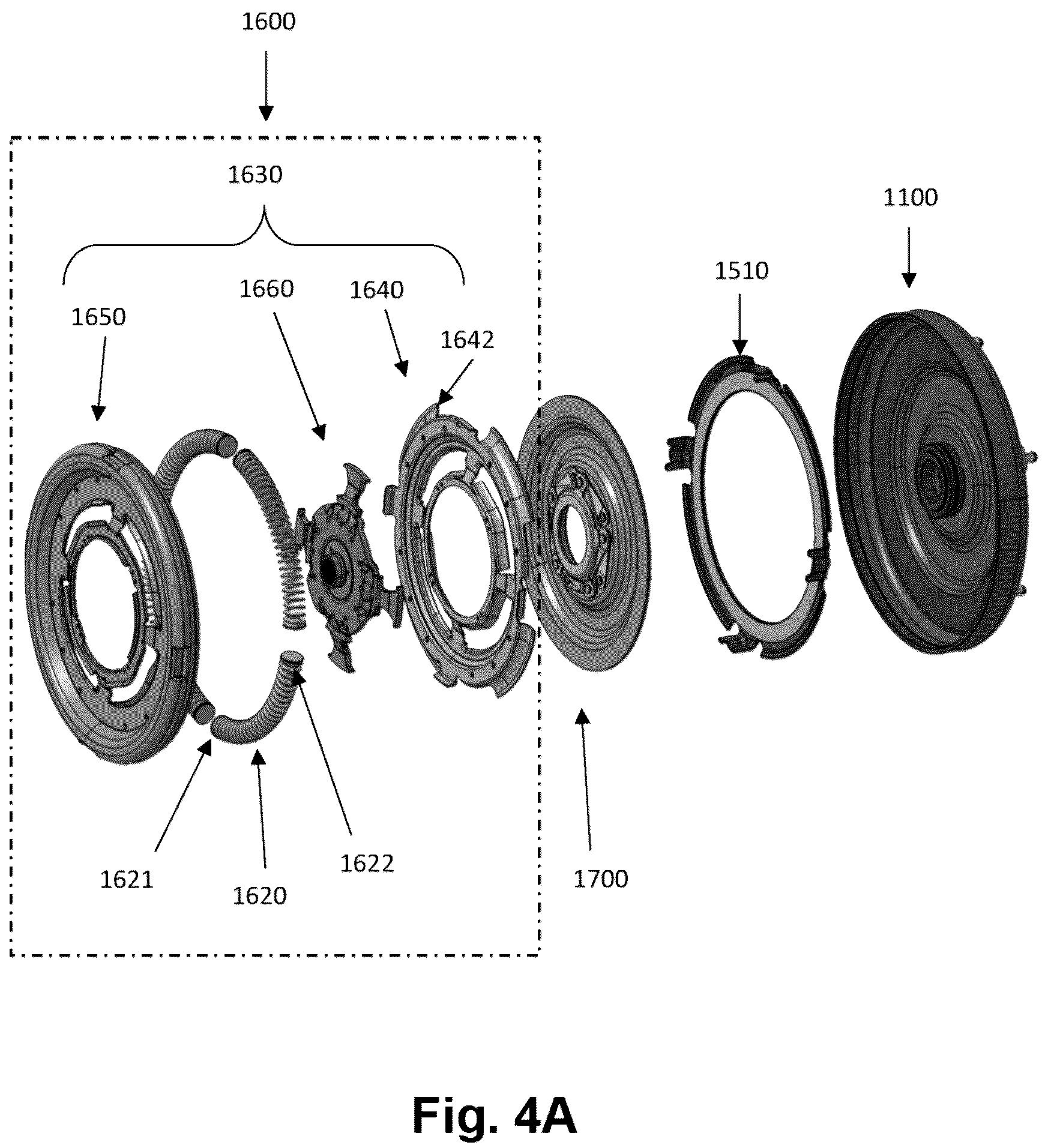 Patent US12313142 Figure 4 – Shock absorber with mechanical stop for torque converter