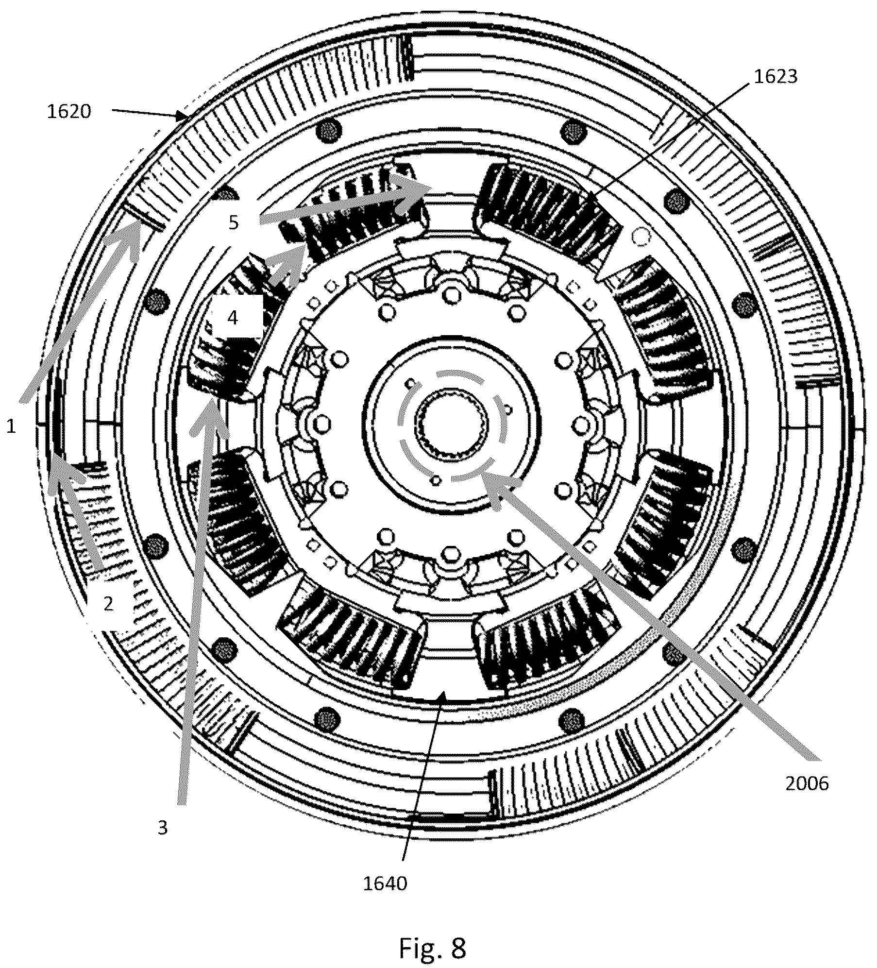 Patent US12313142 Figure 9 – Shock absorber with mechanical stop for torque converter