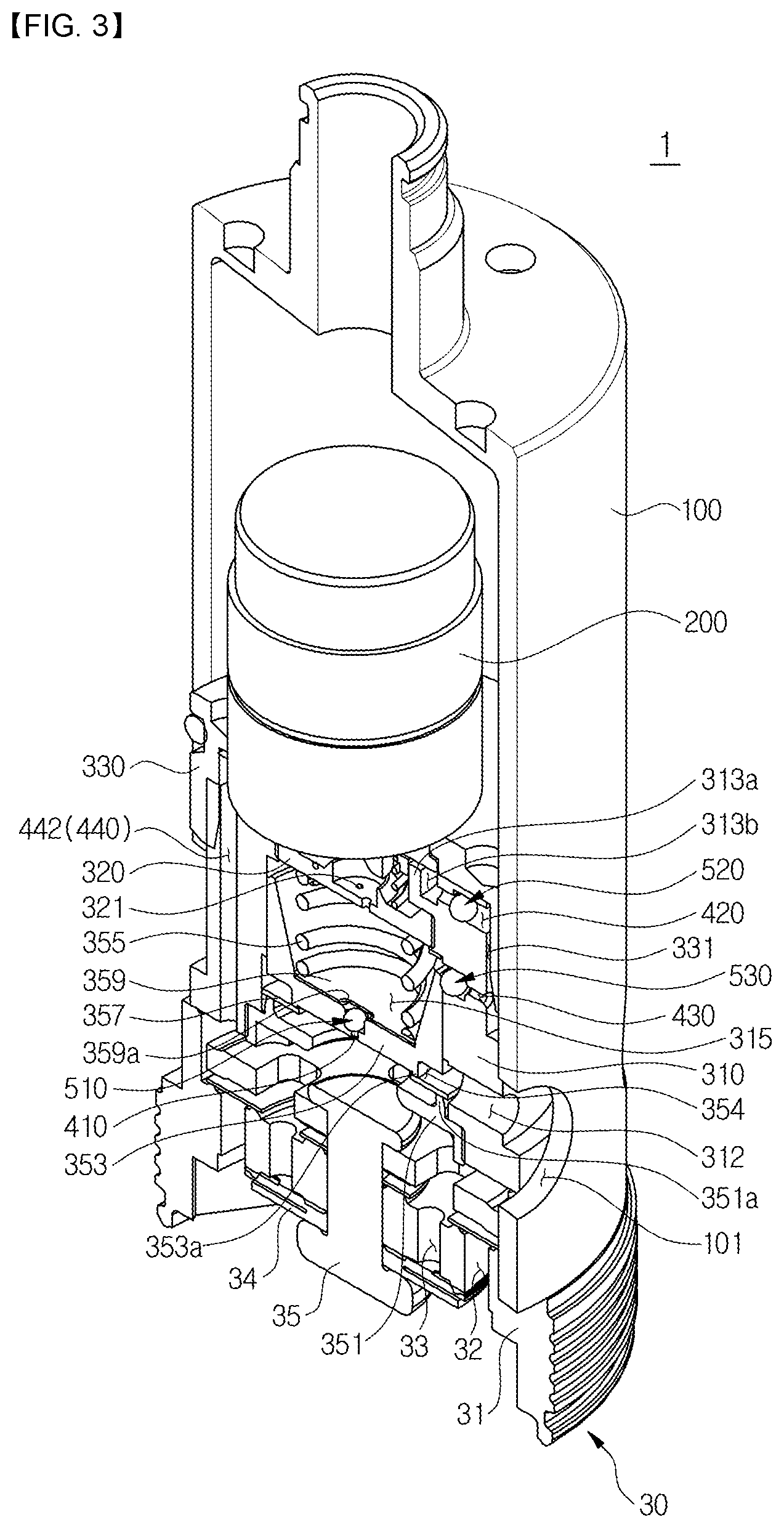 Patent US12313144 Figure 3 – Damping force variable valve assembly