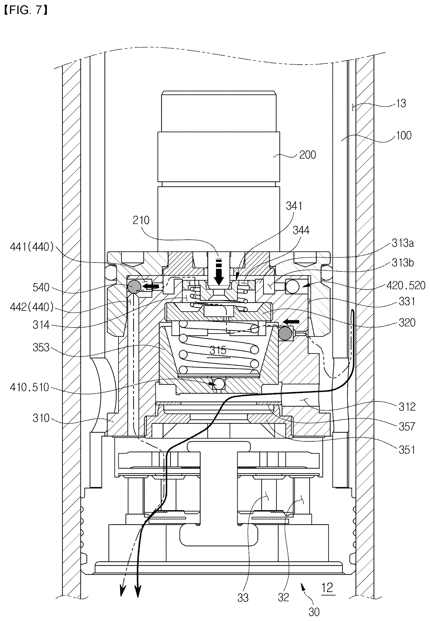 Patent US12313144 Figure 7 – Damping force variable valve assembly