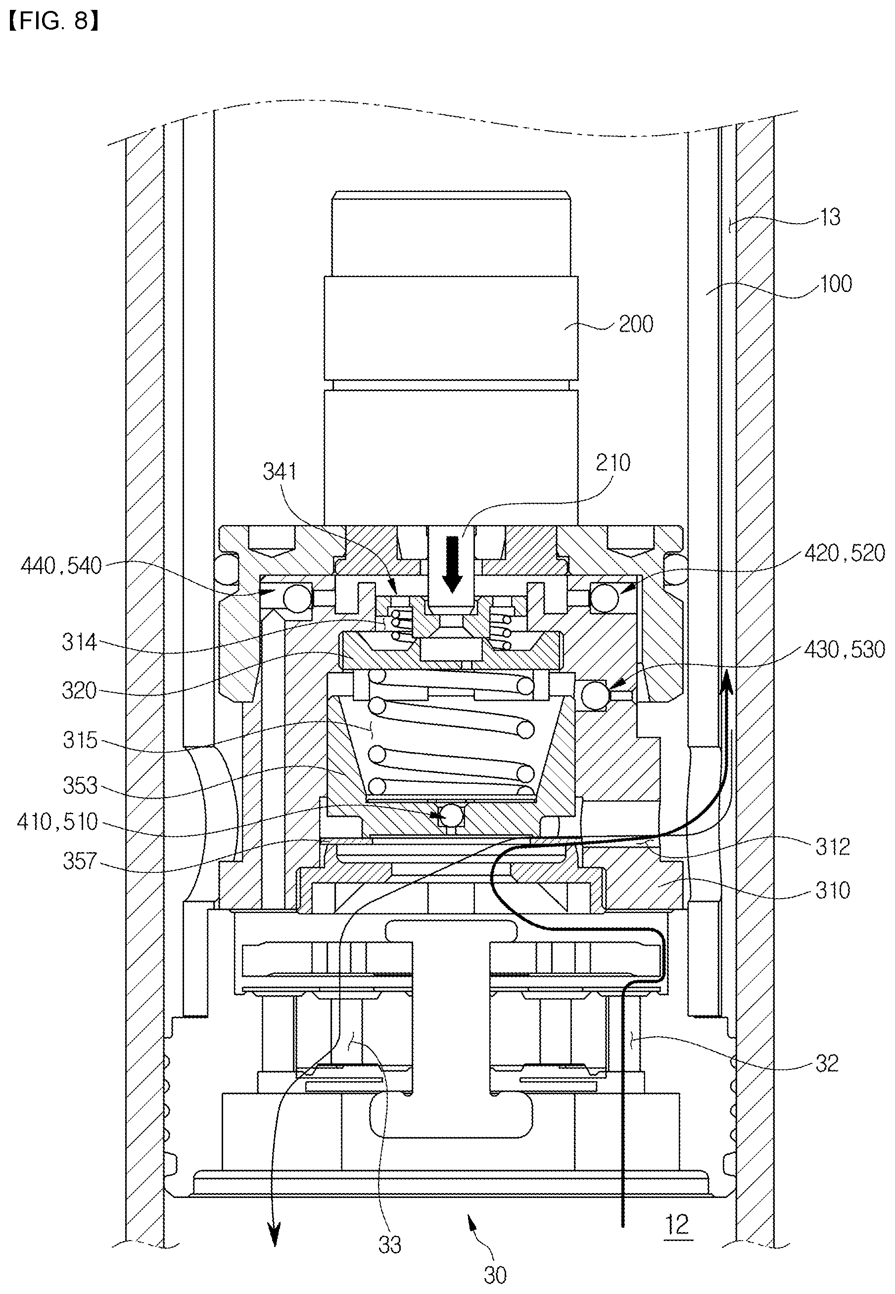 Patent US12313144 Figure 8 – Damping force variable valve assembly