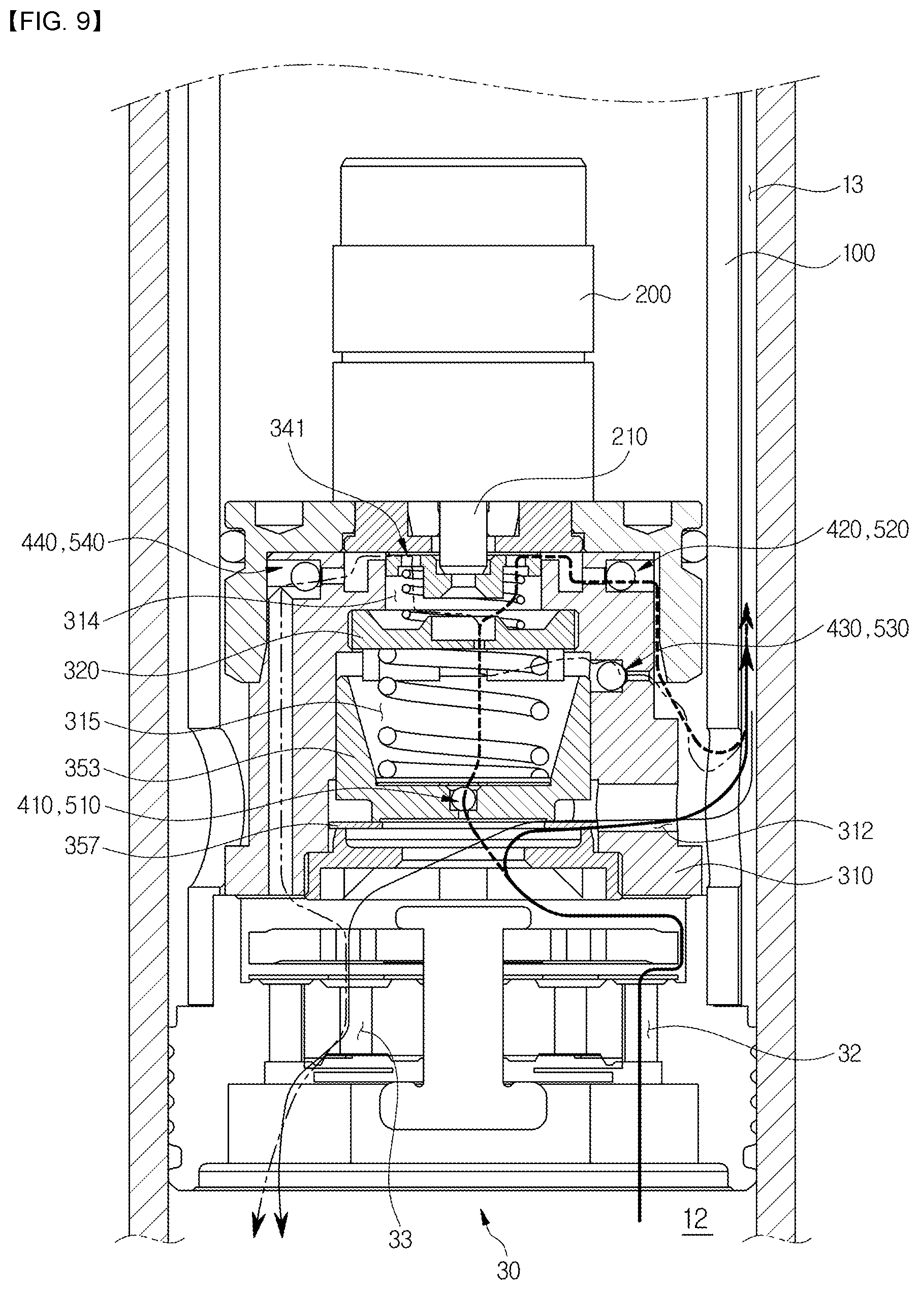 Patent US12313144 Figure 9 – Damping force variable valve assembly