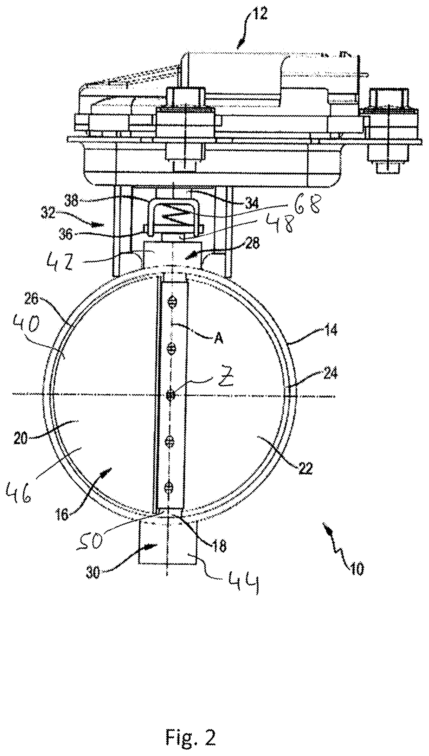 Patent US12313165 Figure 2 – Butterfly valve assembly, in particular for a gas flow in a fuel cell system