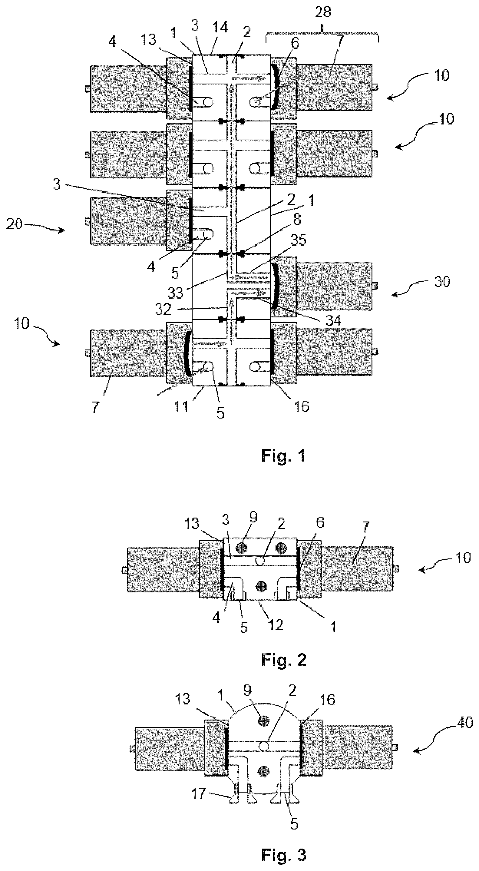 Patent US12313170 Figure 1 – Assembly of fluid modules