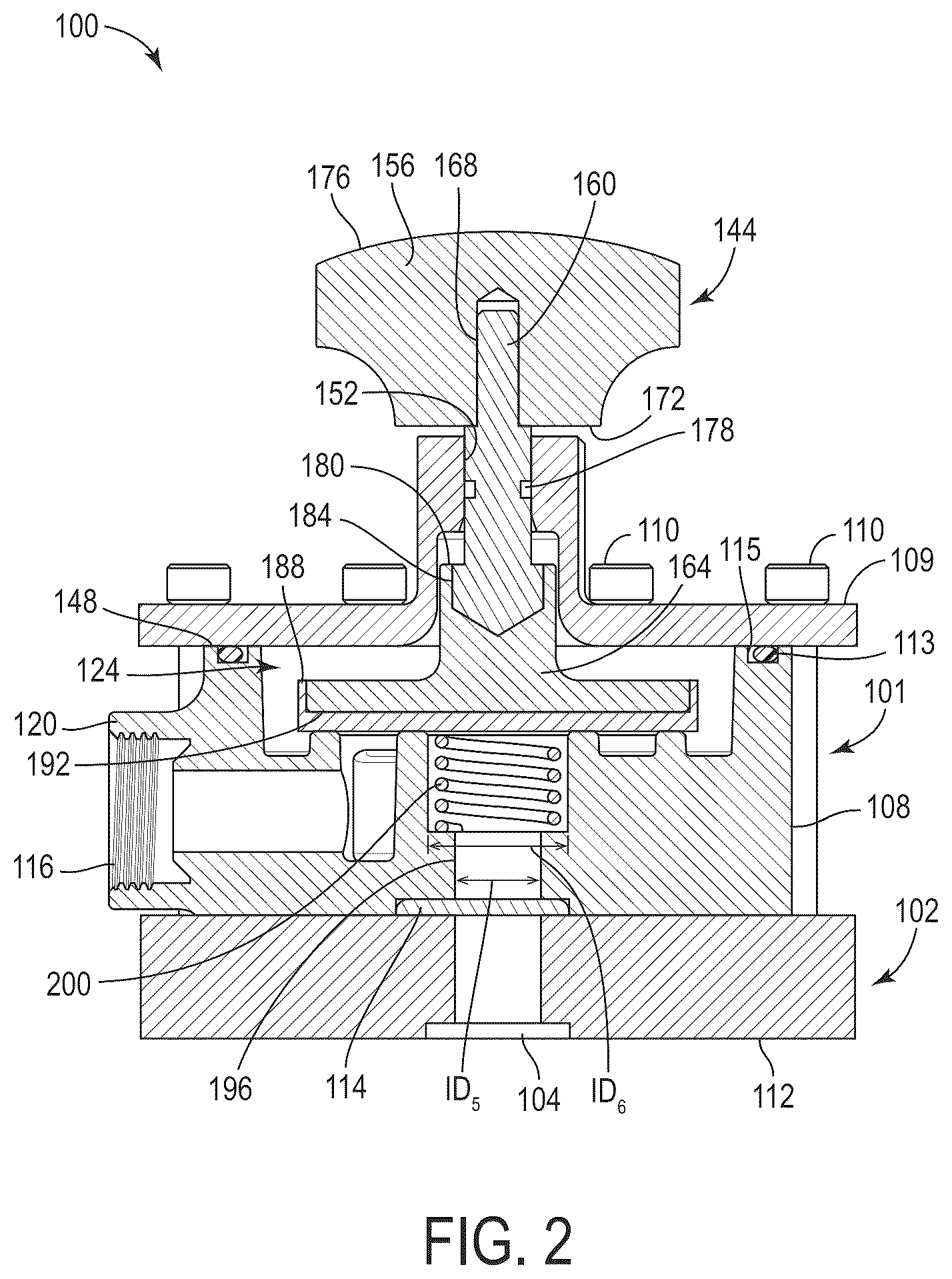 Patent US12313171 Figure 2 – Manual reset actuator for diaphragm control valve