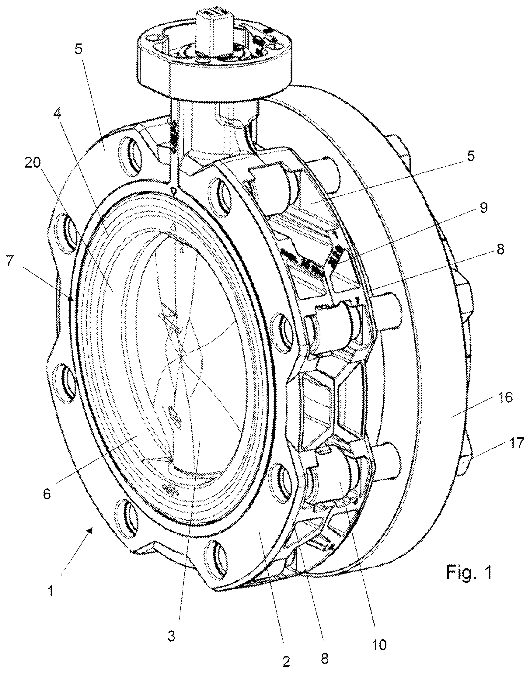 Patent US12313176 Figure 1 – Butterfly valve housing