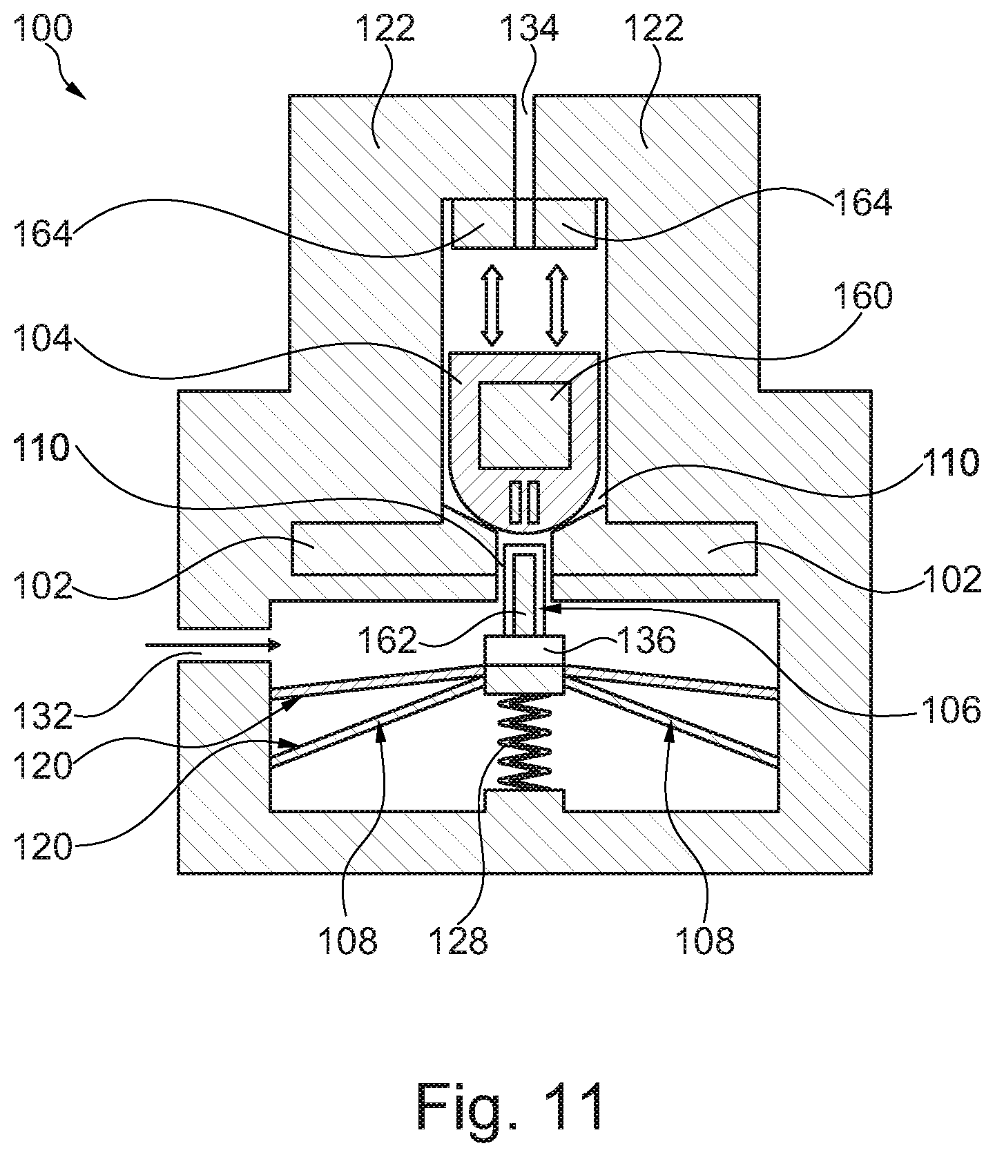 Patent US12313178 Figure 5 – Fluidic valve supporting additional movement in addition to opening and closing movement