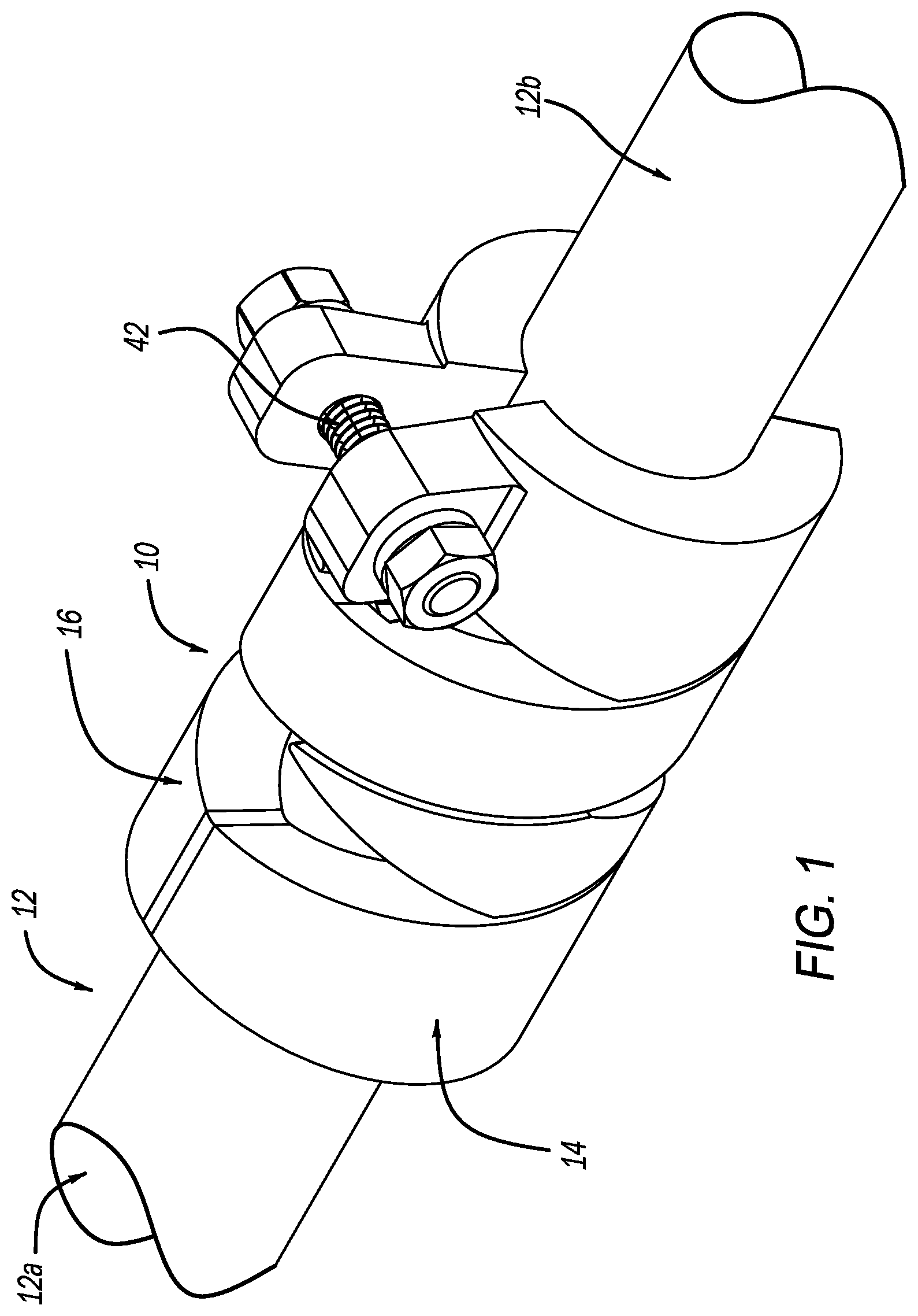 Patent US12313196 Figure 1 – Clamp for a pipe