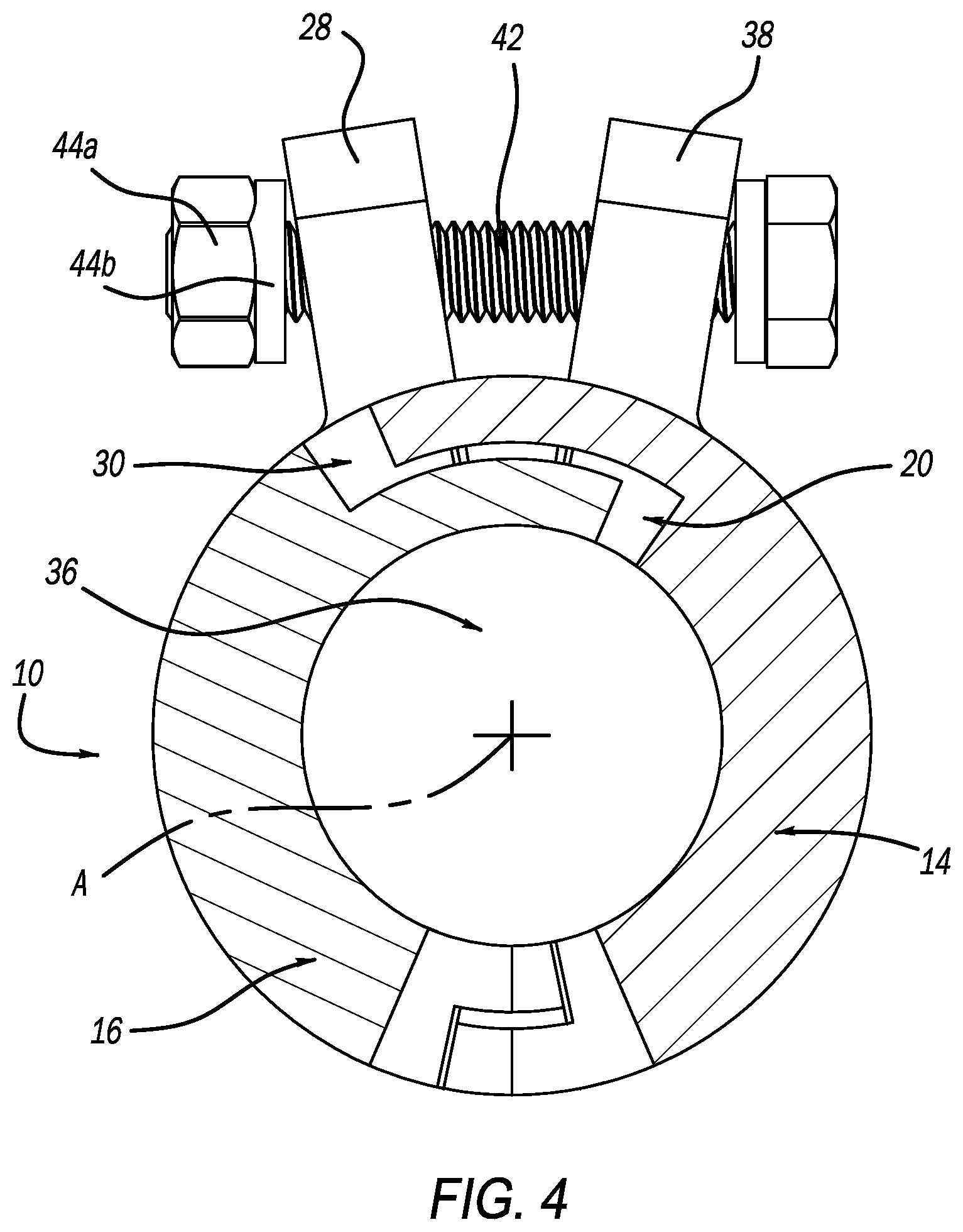 Patent US12313196 Figure 4 – Clamp for a pipe