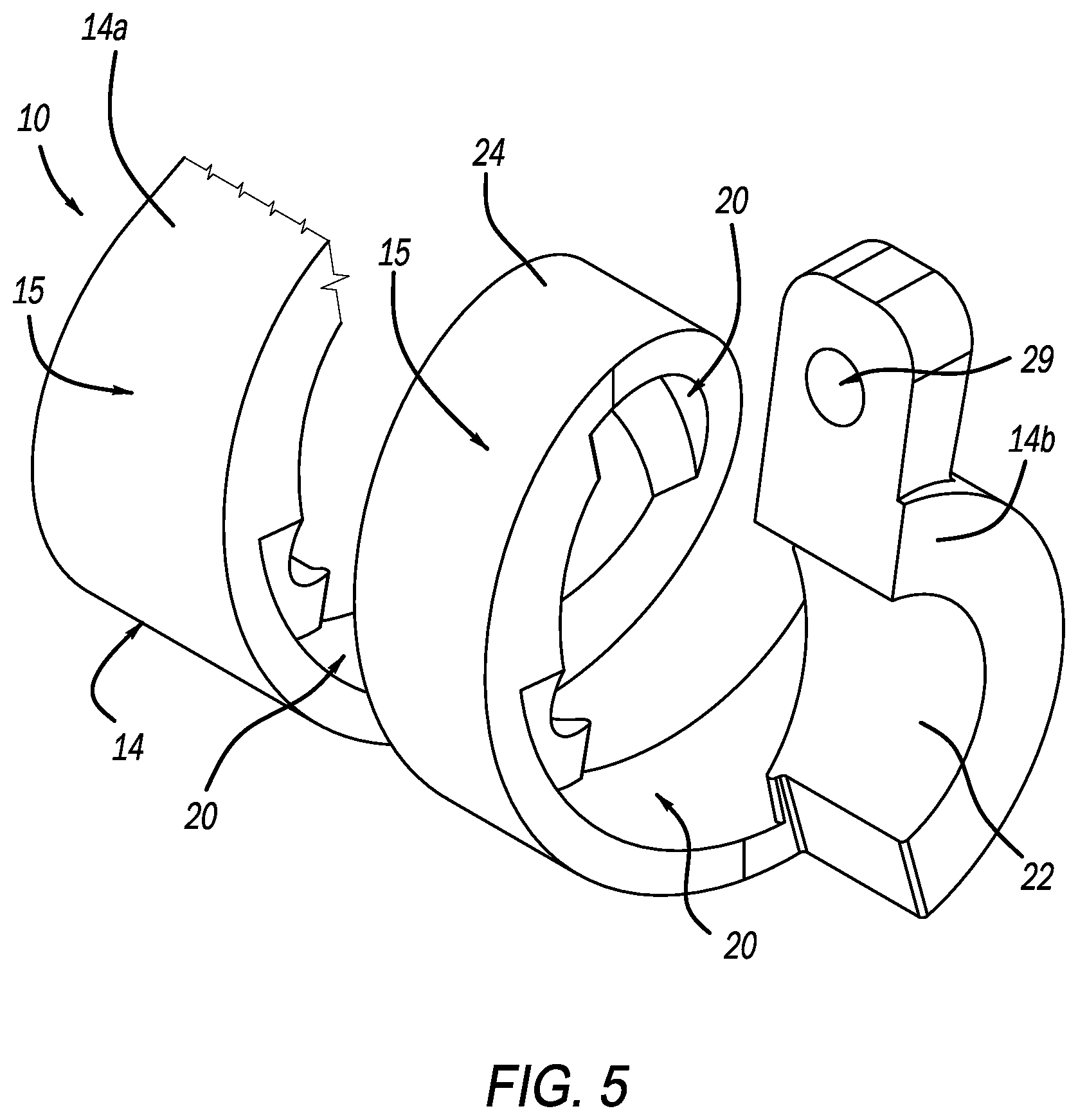 Patent US12313196 Figure 5 – Clamp for a pipe