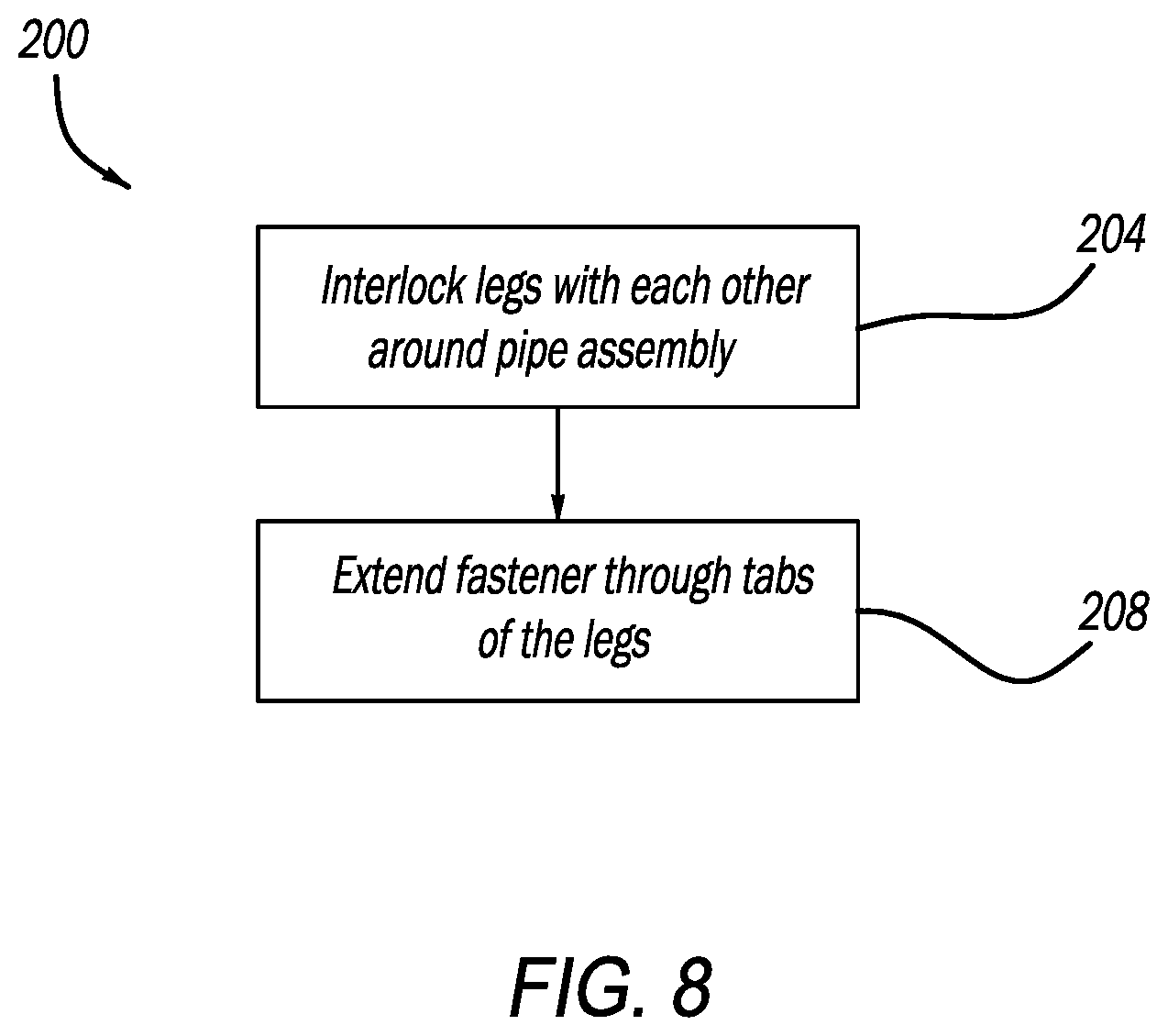 Patent US12313196 Figure 8 – Clamp for a pipe
