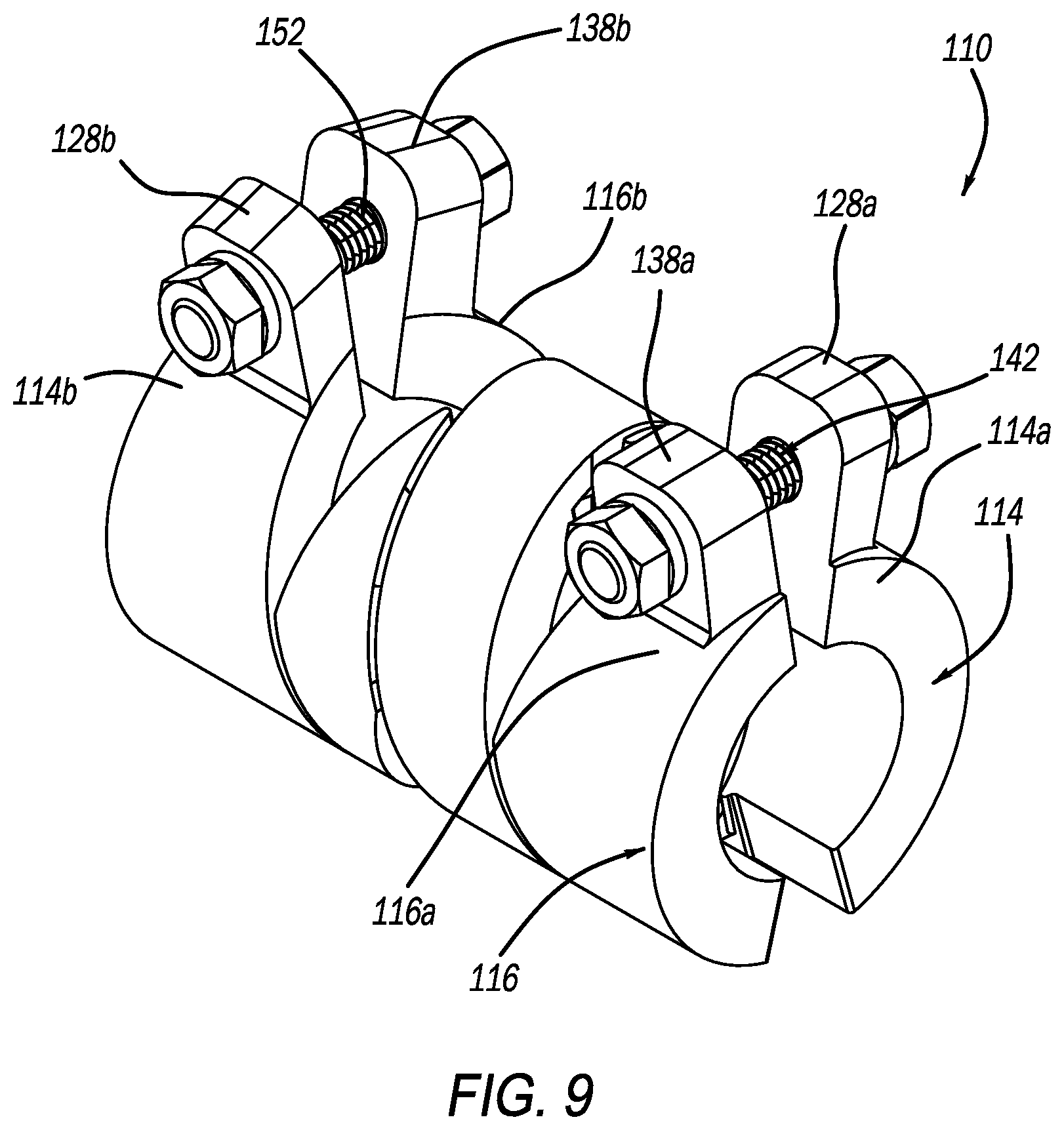 Patent US12313196 Figure 9 – Clamp for a pipe
