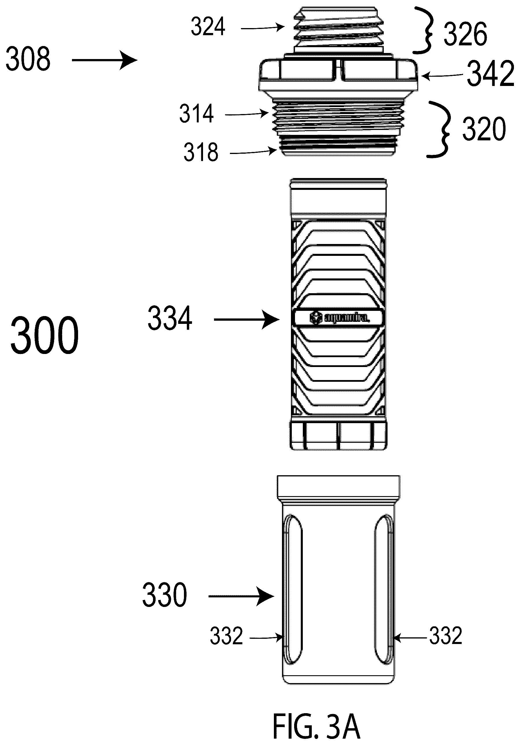 Patent US12313204 Figure 6 – Fluid containers and filter assemblies with externally and internally threaded adapters