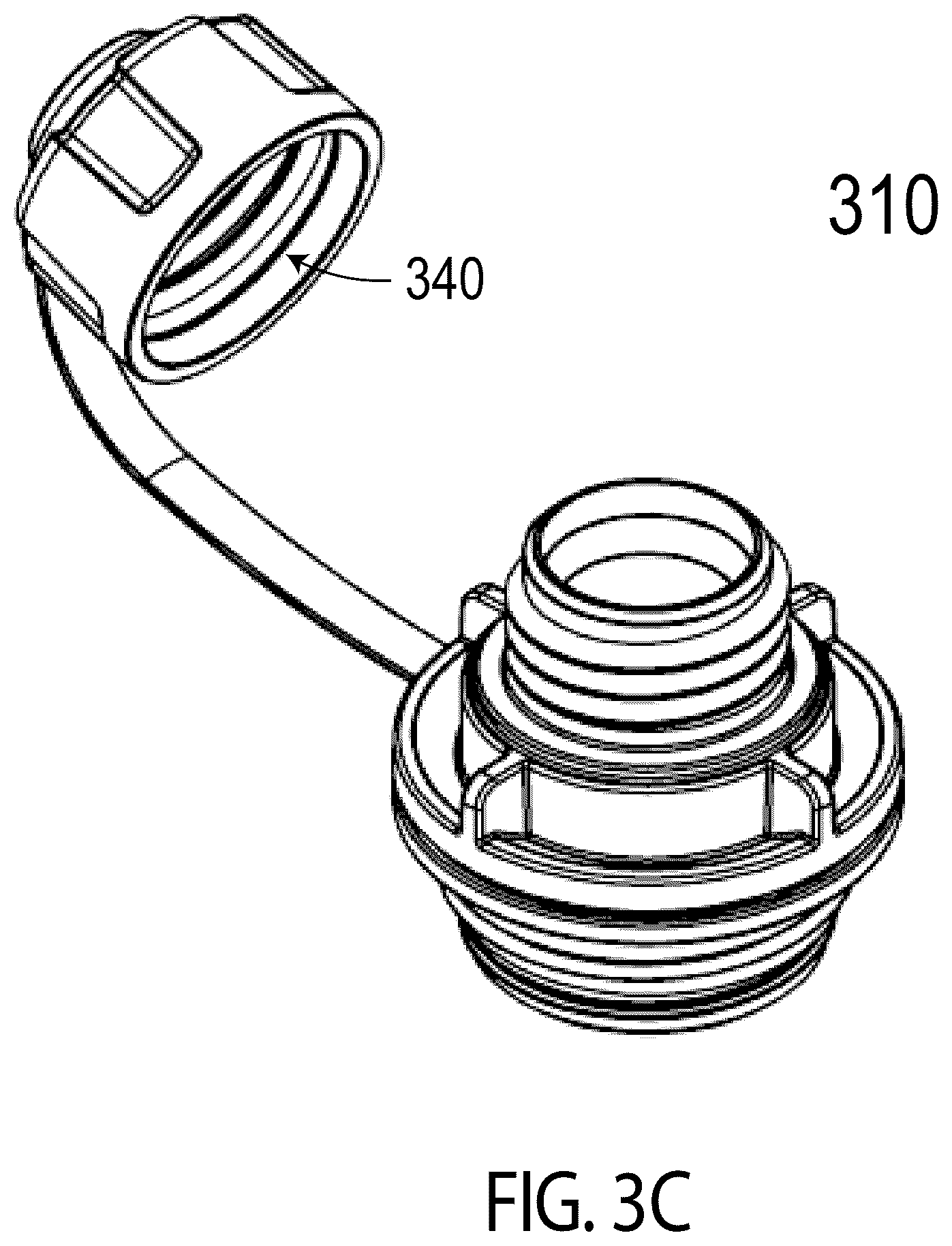 Patent US12313204 Figure 8 – Fluid containers and filter assemblies with externally and internally threaded adapters