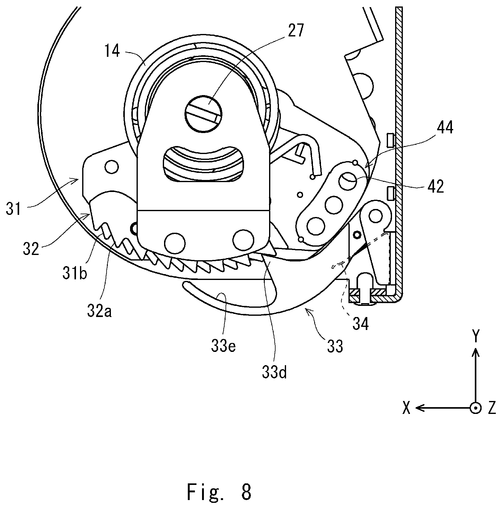 Patent US12313212 Figure 8 – Fixing device, fixing method, and communication device