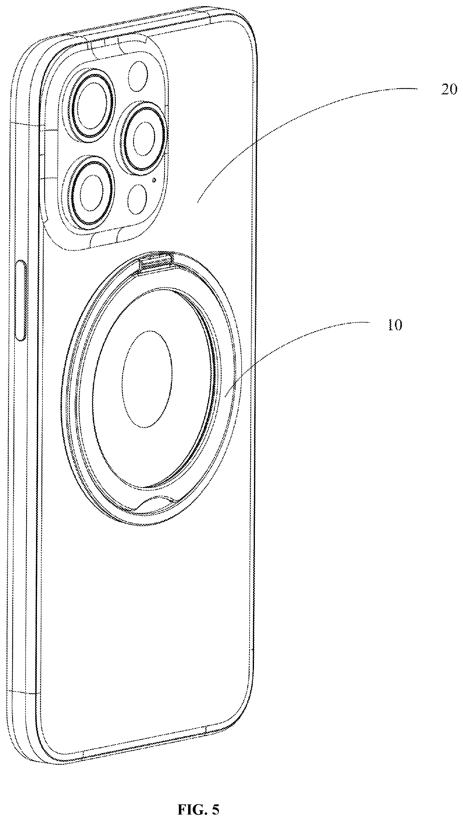 Patent US12313216 Figure 5 – Electronic device stand and protective case with electronic device stand