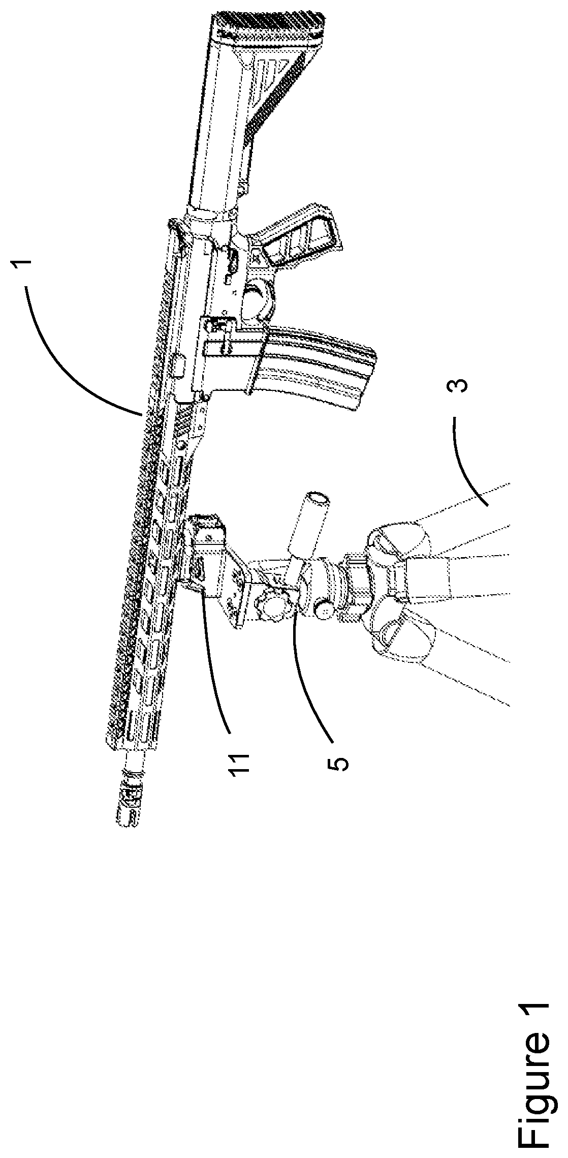 Patent US12313217 — Quick attach and detach mount for firearms and other objects — Figure 1