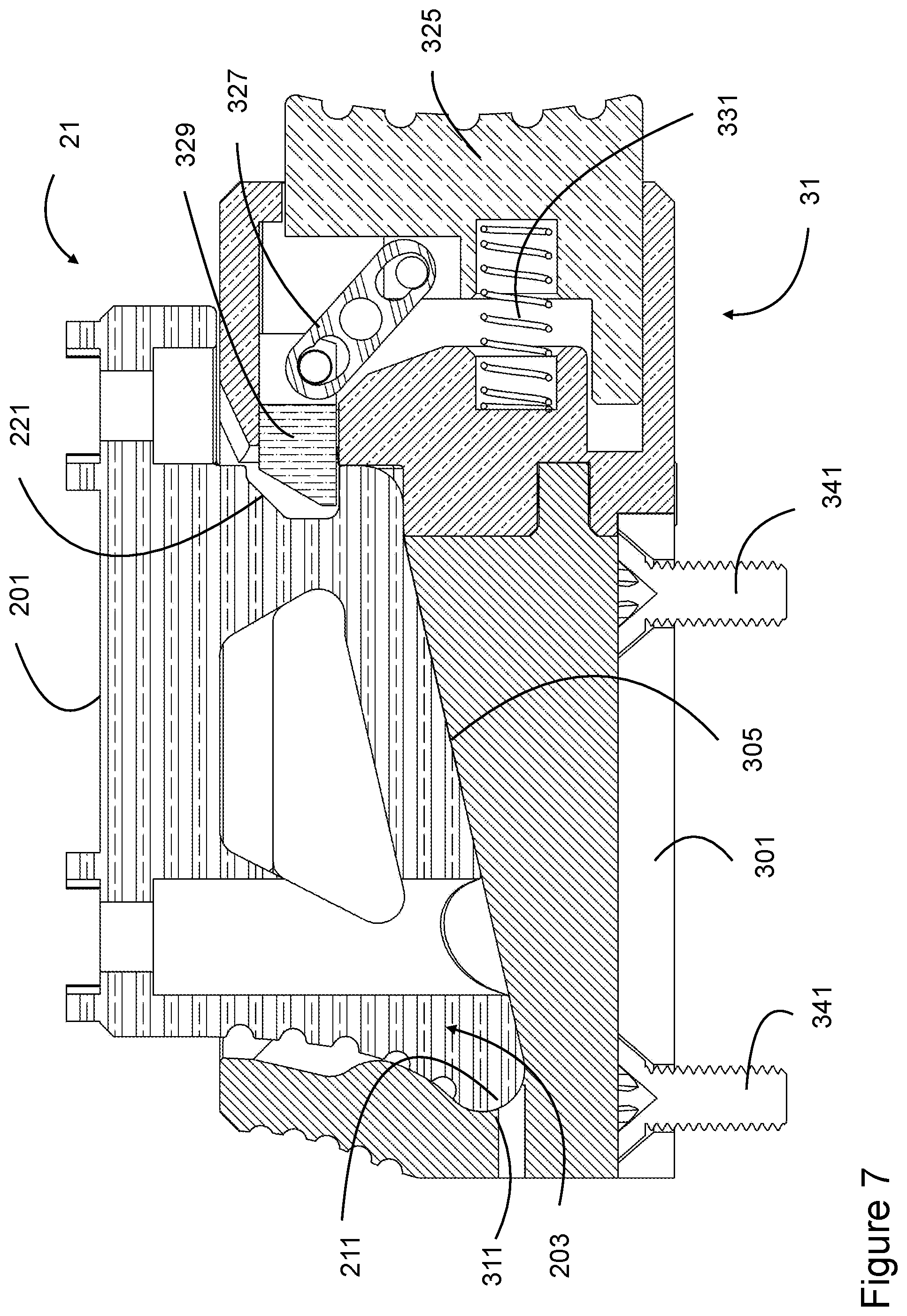 Patent US12313217 Figure 6 – Quick attach and detach mount for firearms and other objects