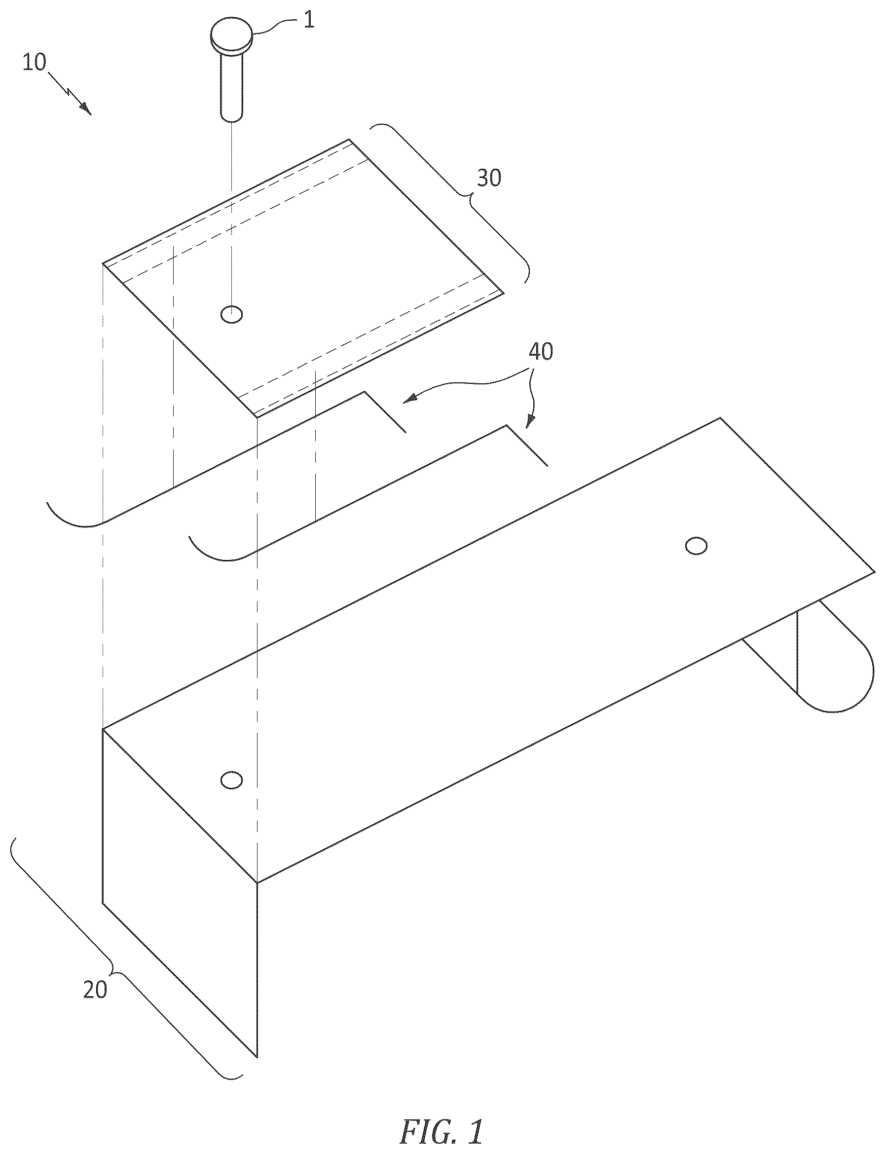 Patent US12313219 Figure 1 – Hanging bracket device