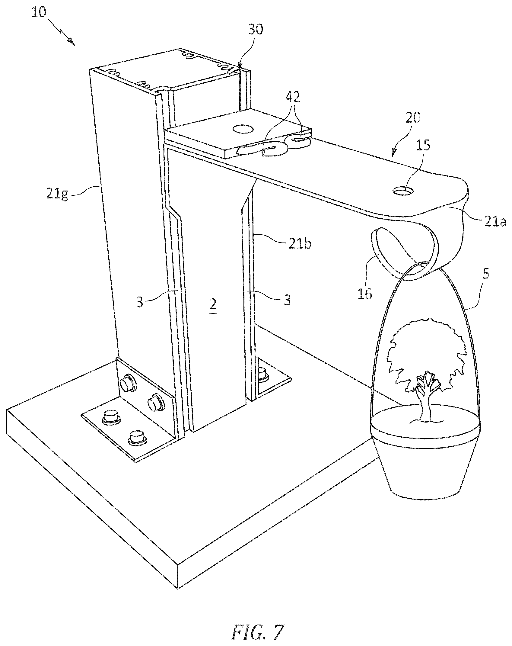 Patent US12313219 Figure 7 – Hanging bracket device