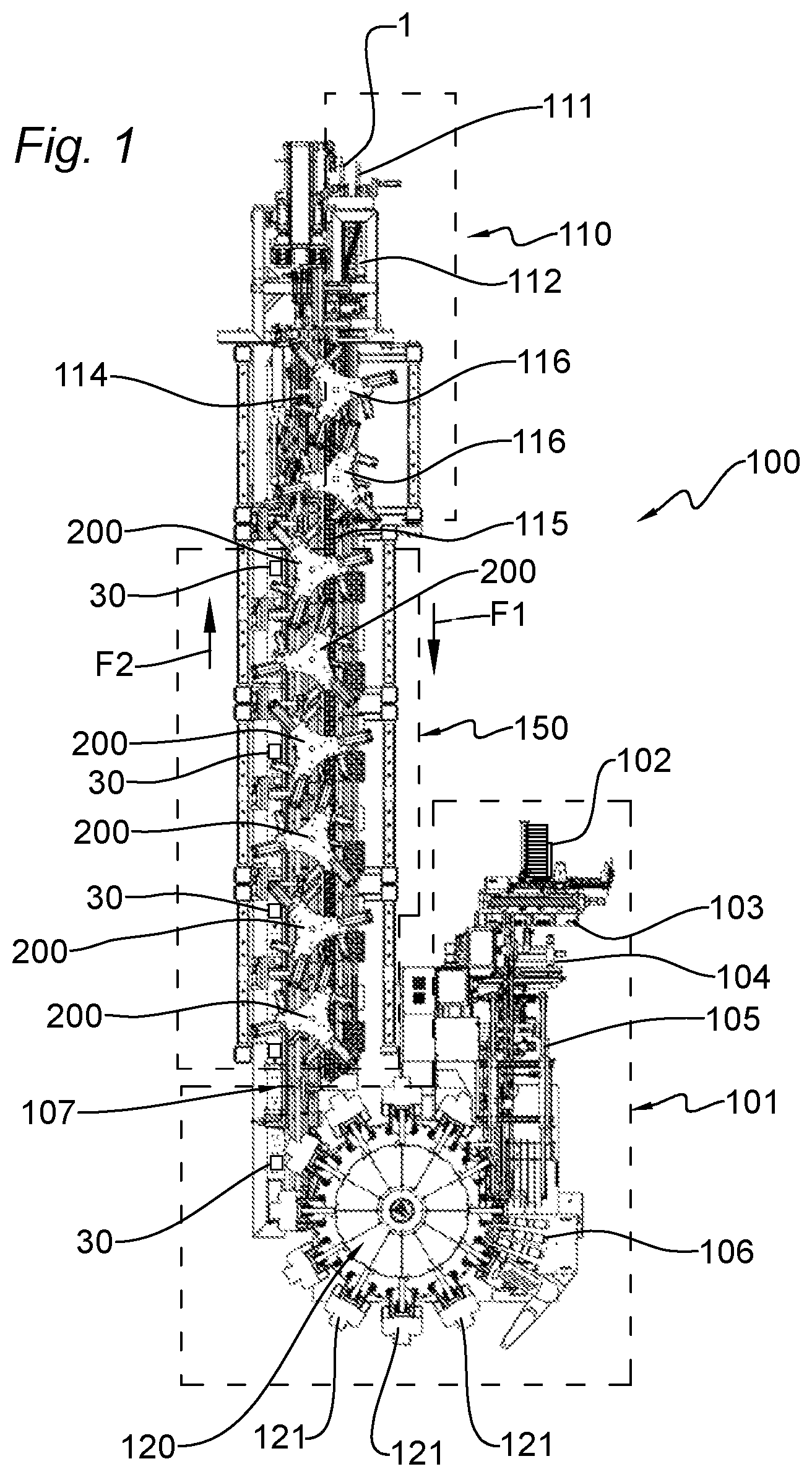 Patent US12313220 — Rotary machine with recirculating oil lubrication system — Figure 1