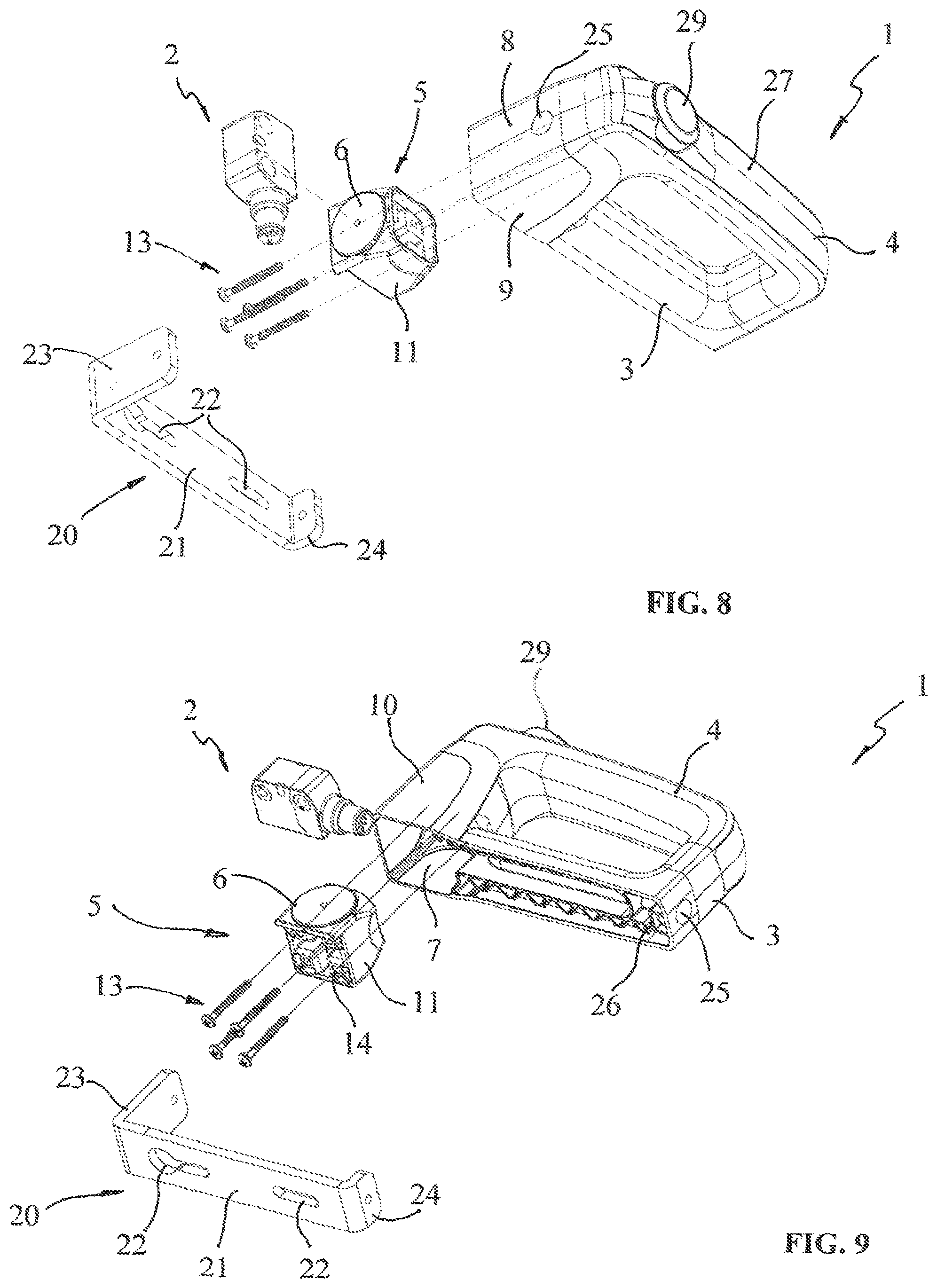 Patent US12313221 Figure 5 – Handle actuator device for access to industrial machines or plants and related assembly