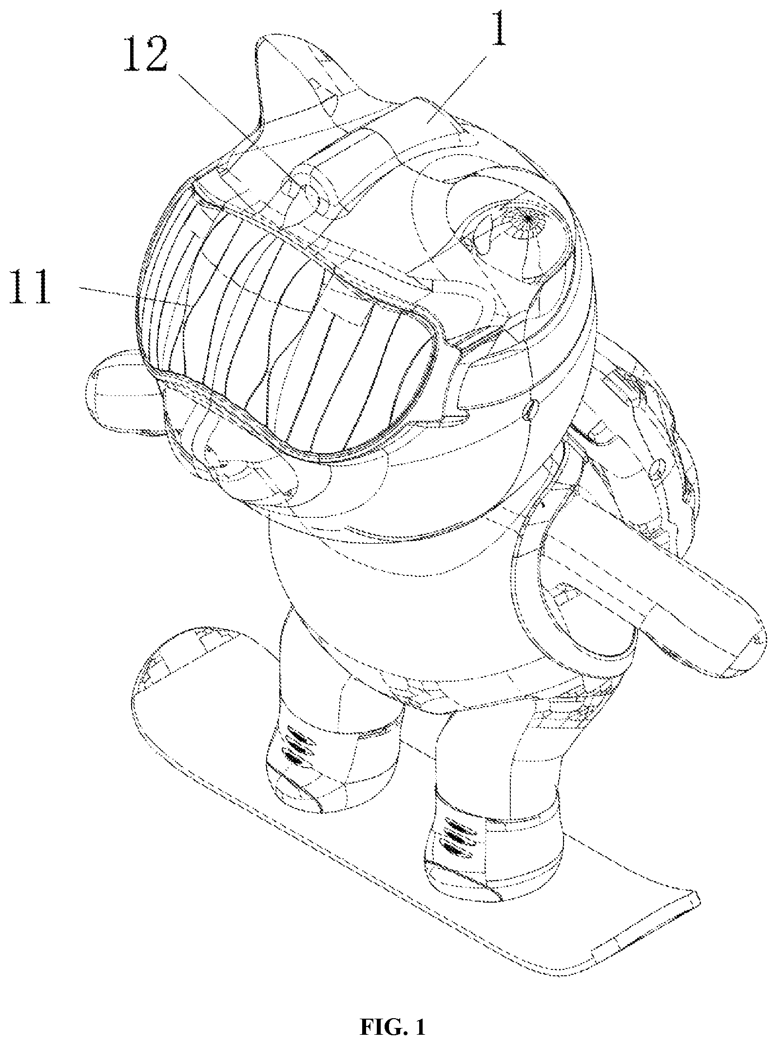 Patent US12313230 Figure 1 – Skate-bear-shaped projection lamp