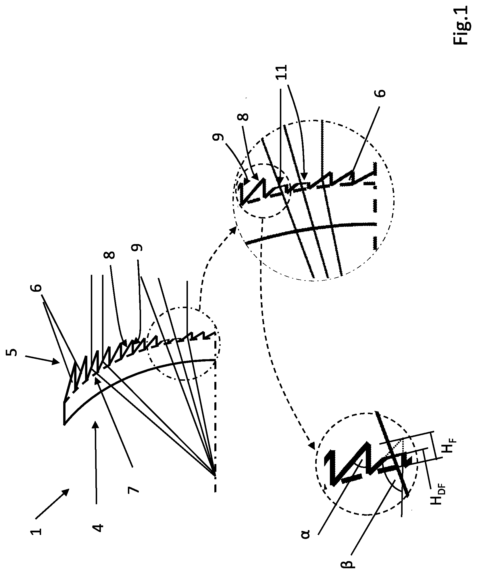 Patent US12313235 Figure 1 – Fresnel projection lens with integrated function for satisfying overhead sign values