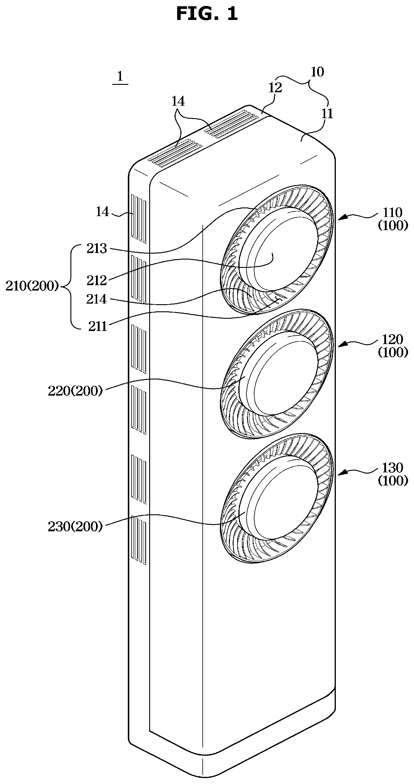 Patent US12313269 Figure 1 – Indoor unit of air conditioner and controlling method of the air conditioner