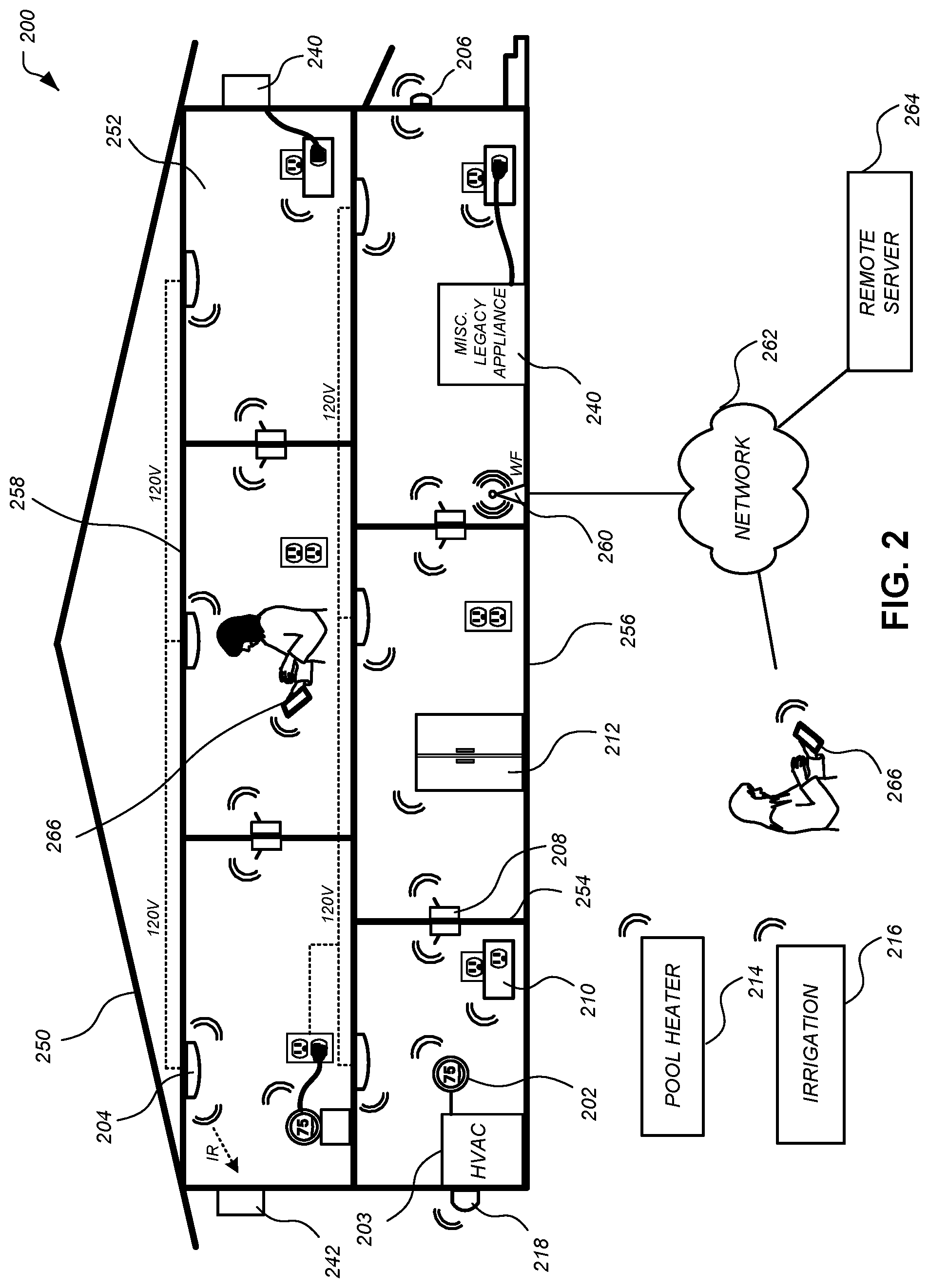 Patent US12313278 Figure 2 – Controlling an HVAC system during a demand-response event with display of effective setpoints