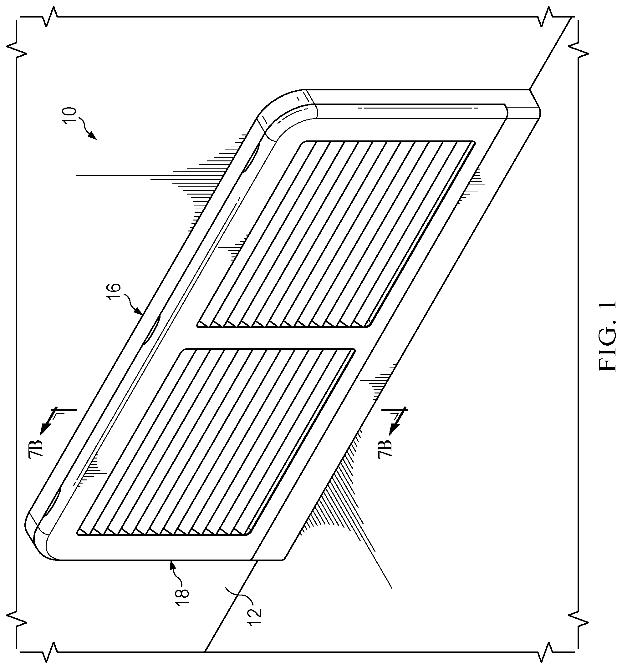 Patent US12313284 Figure 1 – Toolless installation and cleaning of vent assembly
