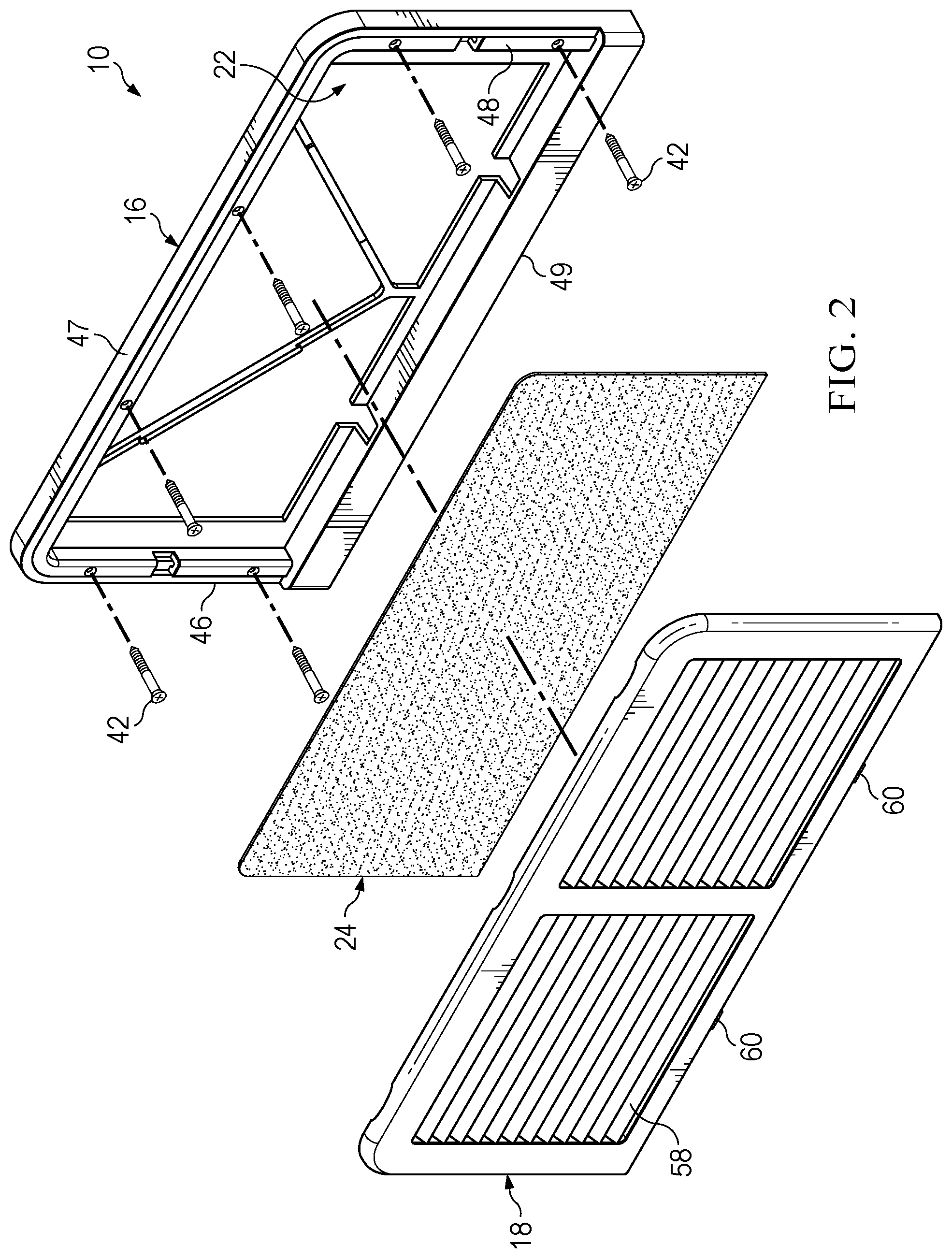 Patent US12313284 Figure 2 – Toolless installation and cleaning of vent assembly