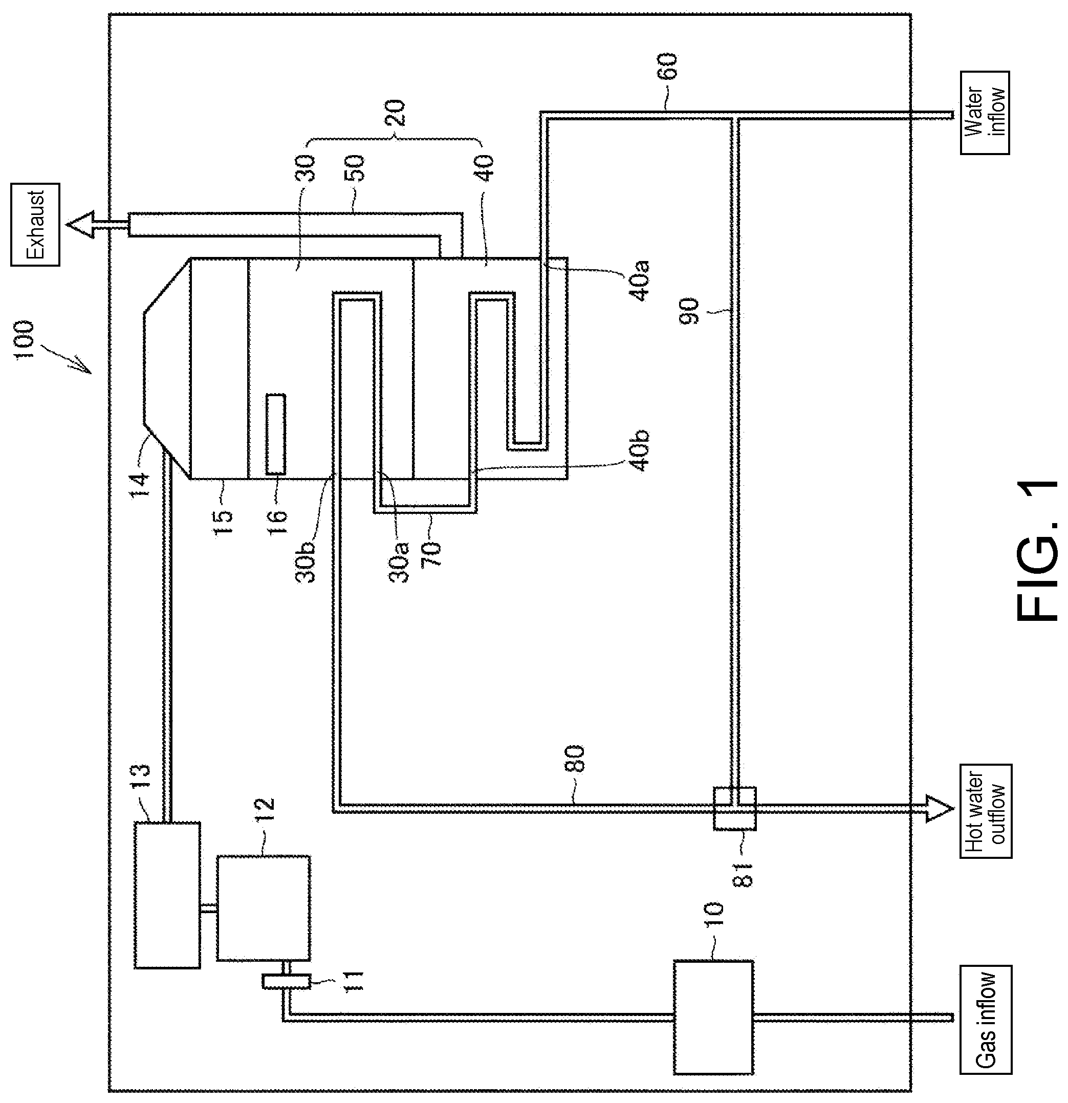 Patent US12313296 Figure 1 – Heat exchanger and water heater