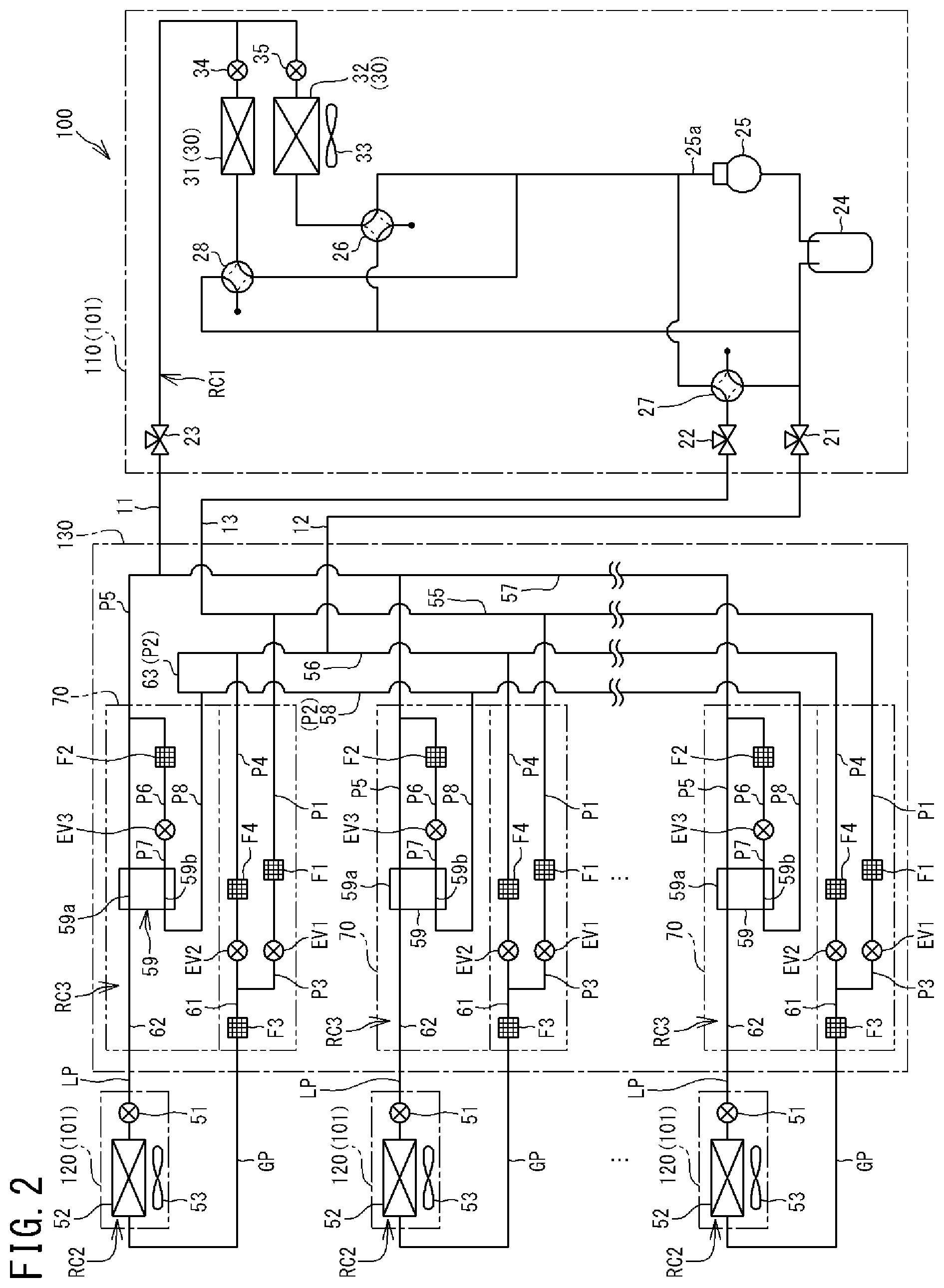 Patent US12313310 Figure 2 – Refrigerant flow path switching device and air conditioning system