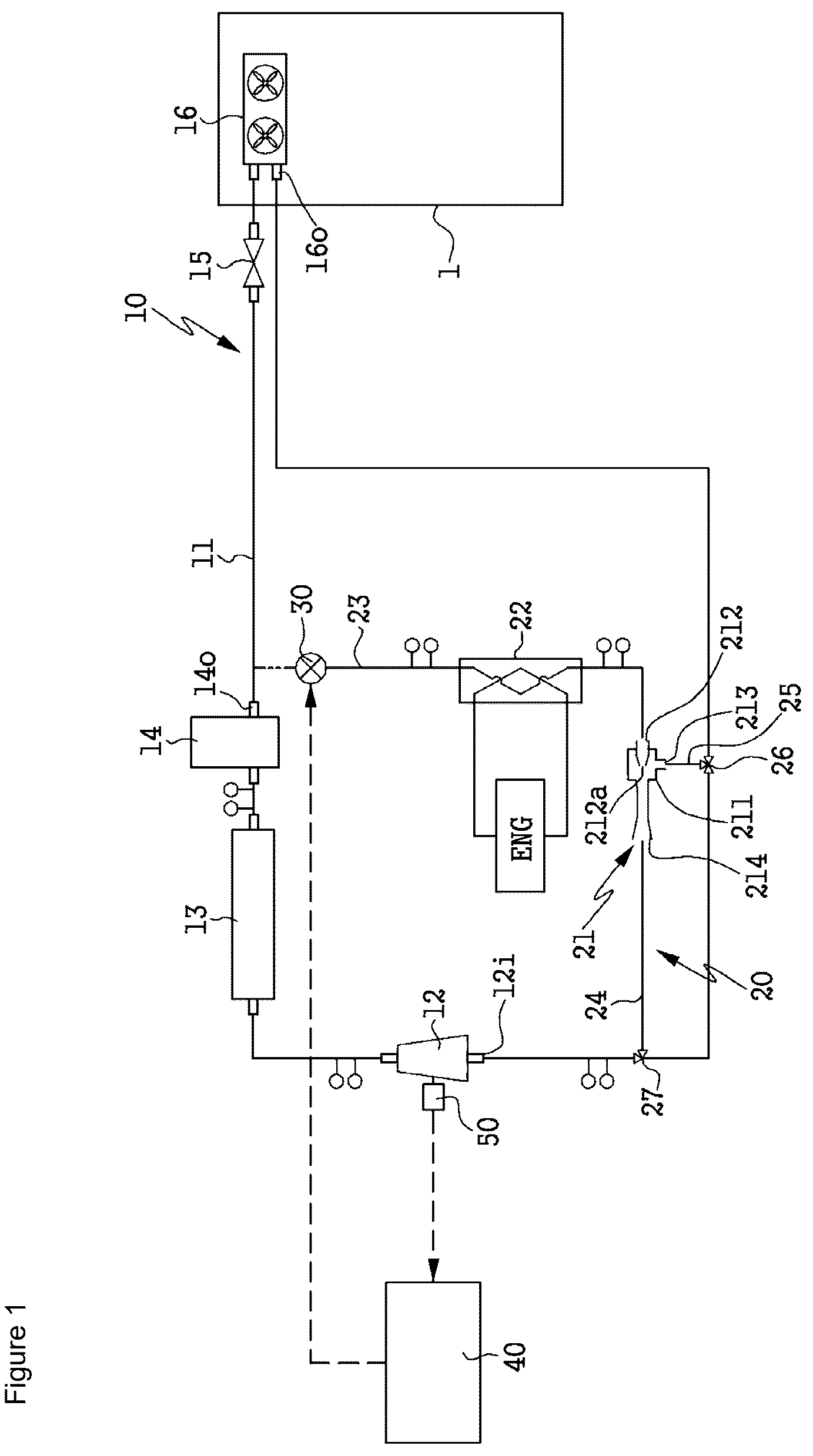 Patent US12313317 — Refrigerator for refrigerating vehicle using ejector and method of controlling the same — Figure 1