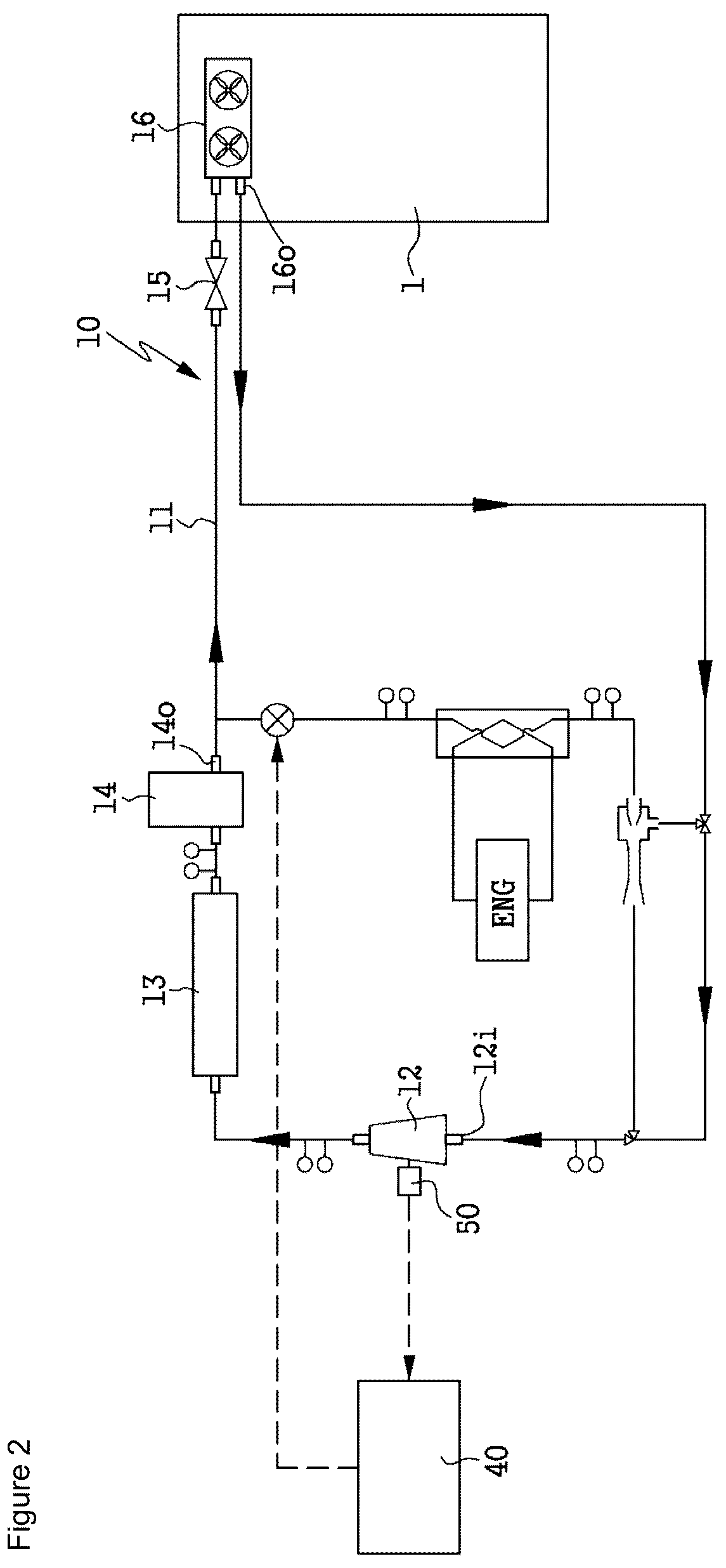 Patent US12313317 Figure 2 – Refrigerator for refrigerating vehicle using ejector and method of controlling the same
