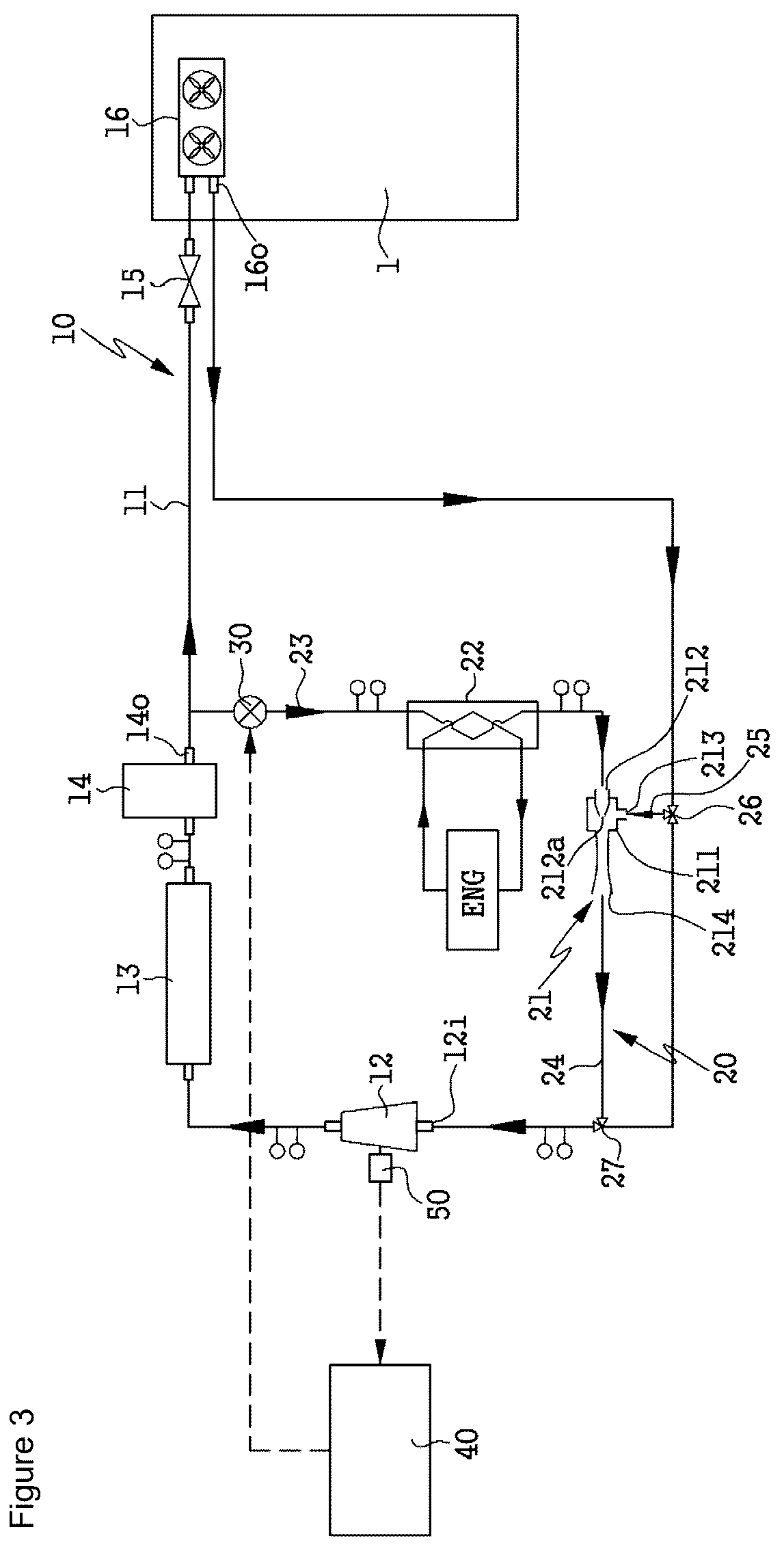 Patent US12313317 Figure 3 – Refrigerator for refrigerating vehicle using ejector and method of controlling the same