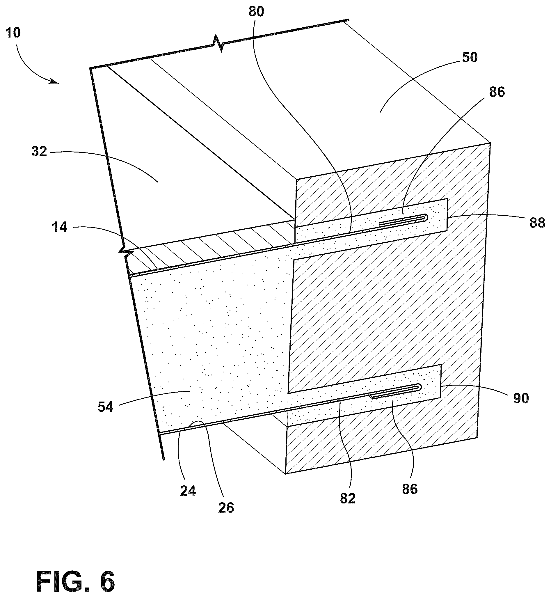 Patent US12313331 Figure 6 – Reinforcement assembly for an insulated structure