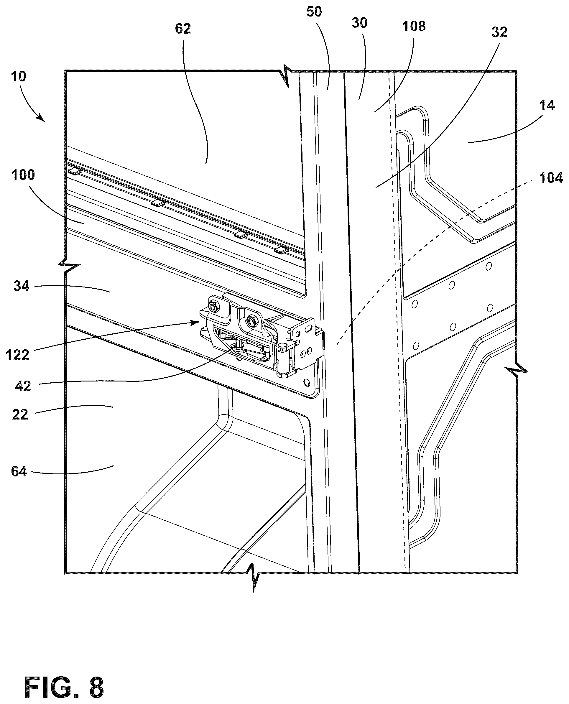 Patent US12313331 Figure 8 – Reinforcement assembly for an insulated structure